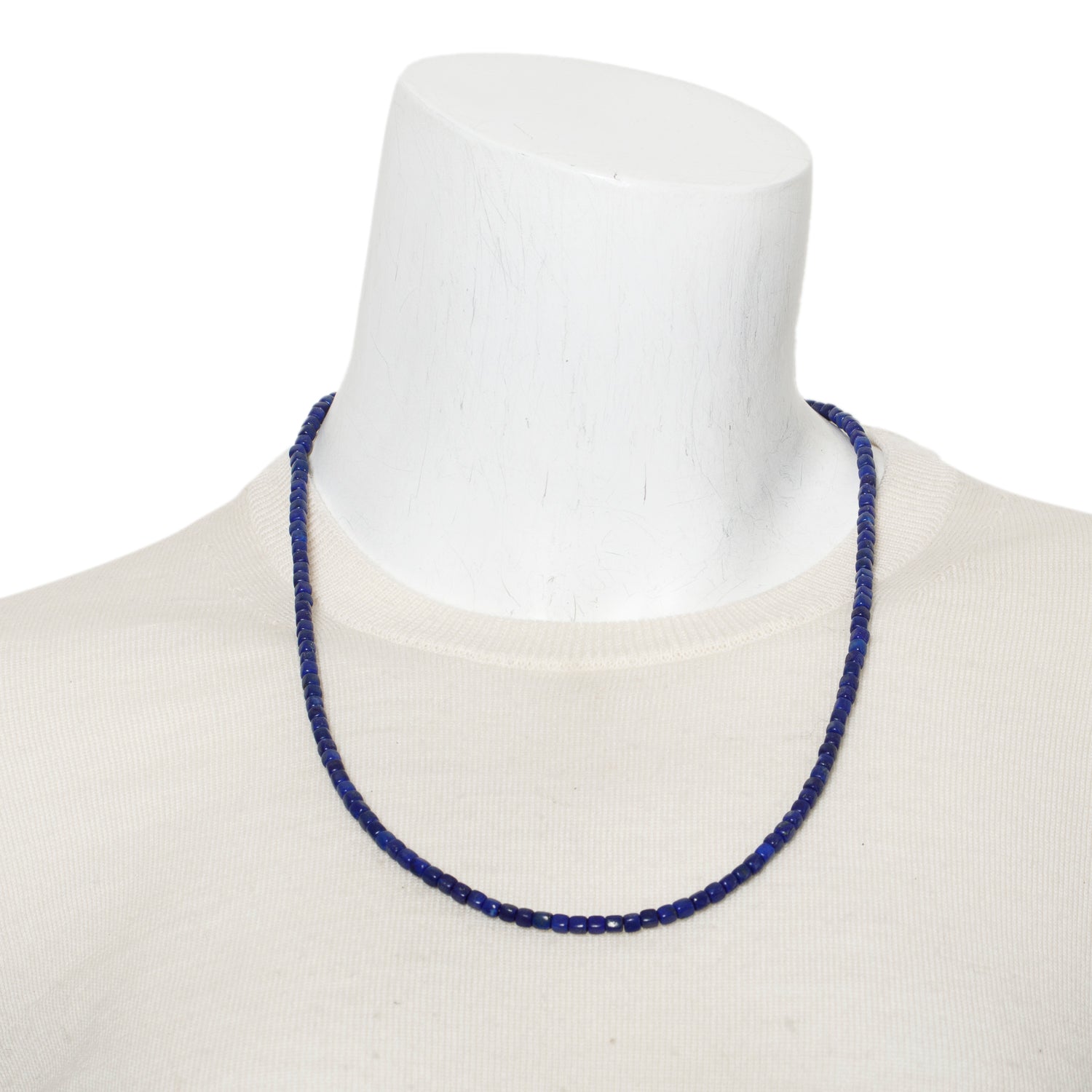 David Yurman Sterling Silver 4 MM Lapis Lazuli Spiritual Beads Necklace
