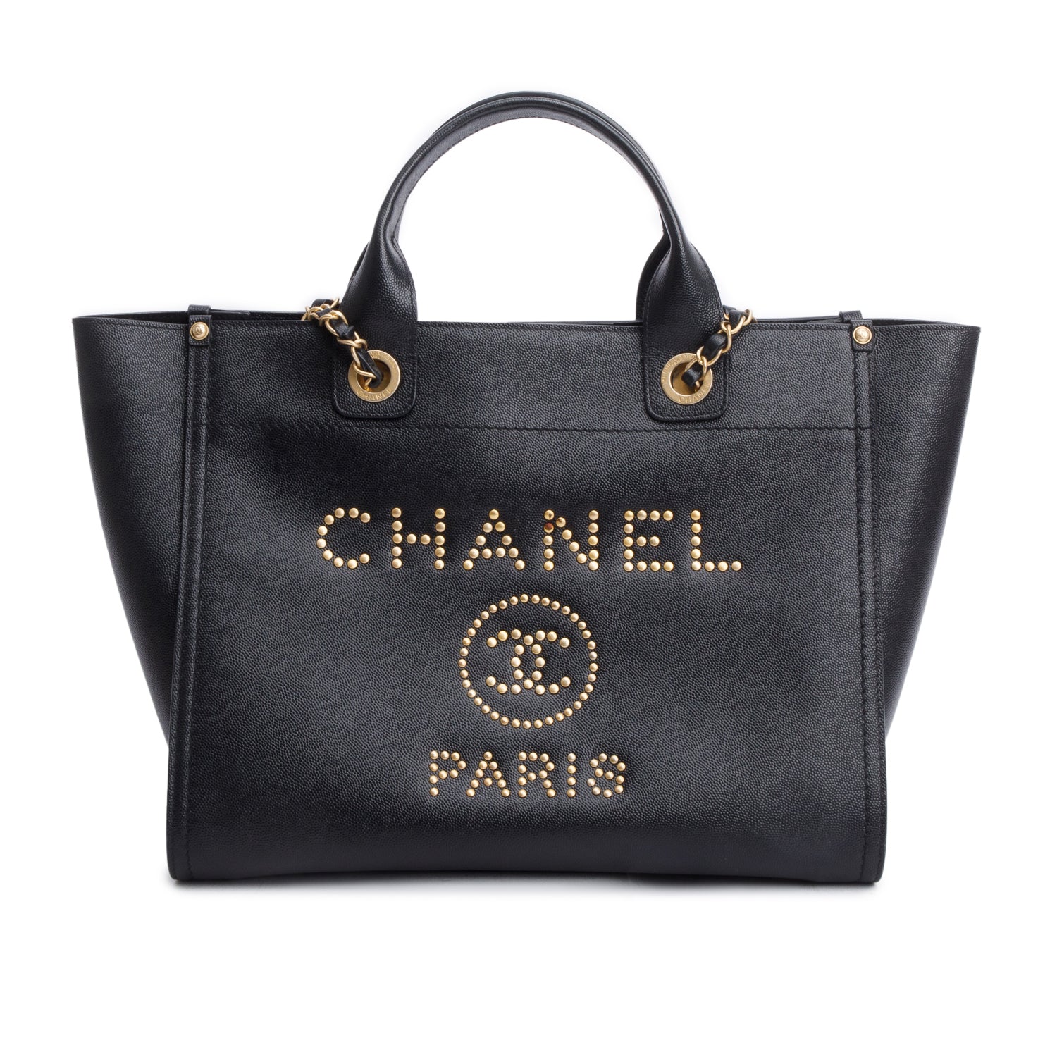 Chanel Black Caviar Small Studded Deauville Tote