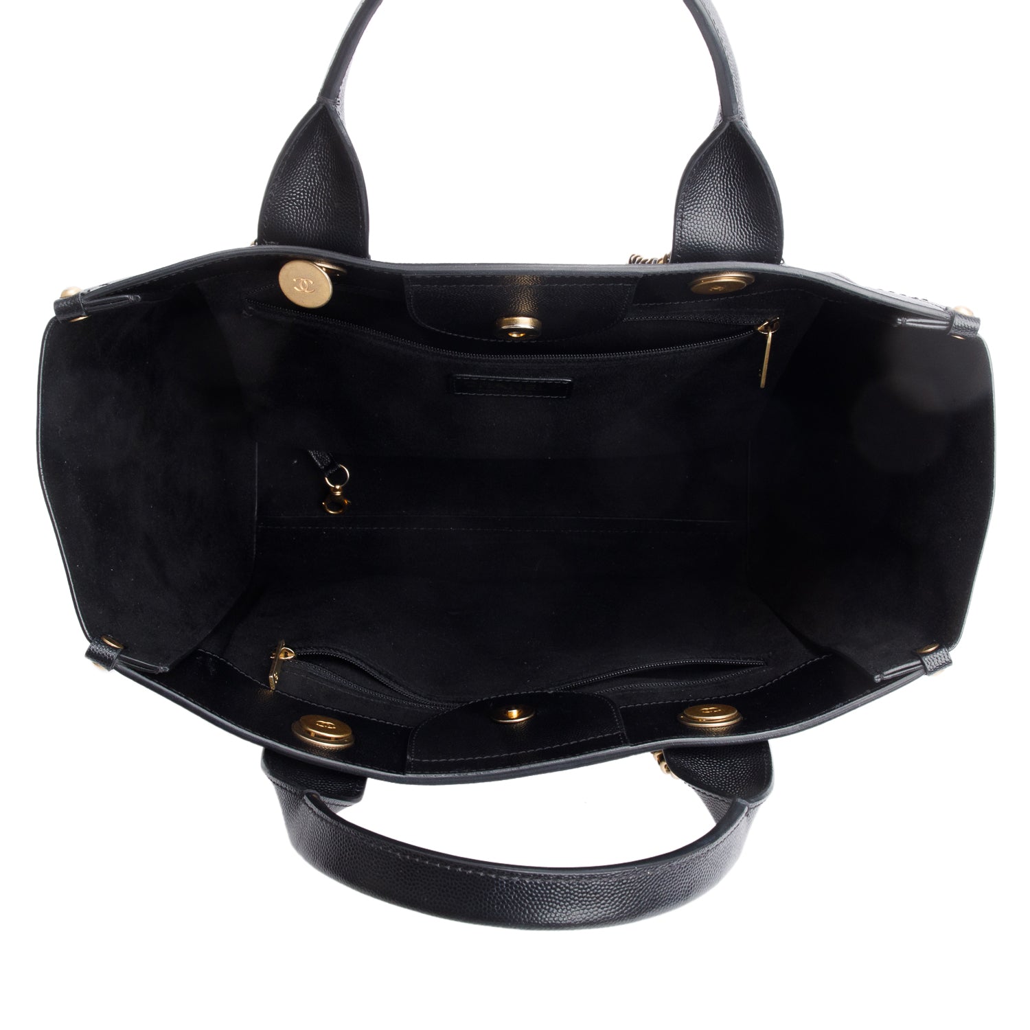 Chanel Black Caviar Small Studded Deauville Tote