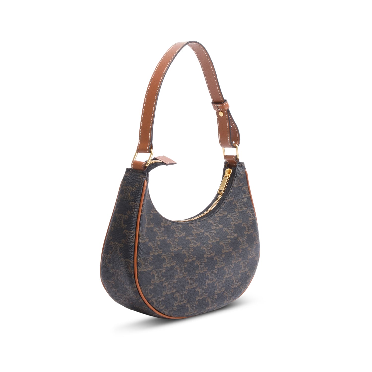 Celine 2022 Brown Triomphe Canvas and Calfskin Ava Shoulder Bag