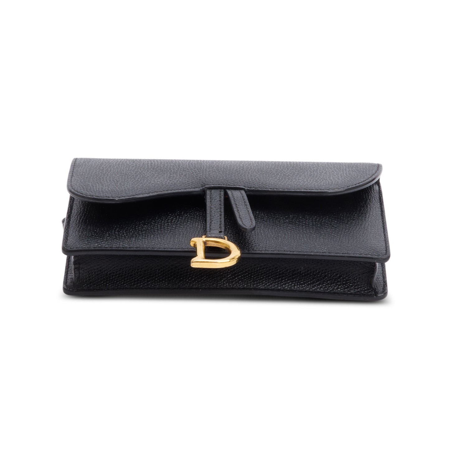Christian Dior Black Grained Calfskin Saddle Belt Bag w/ Box & Receipt