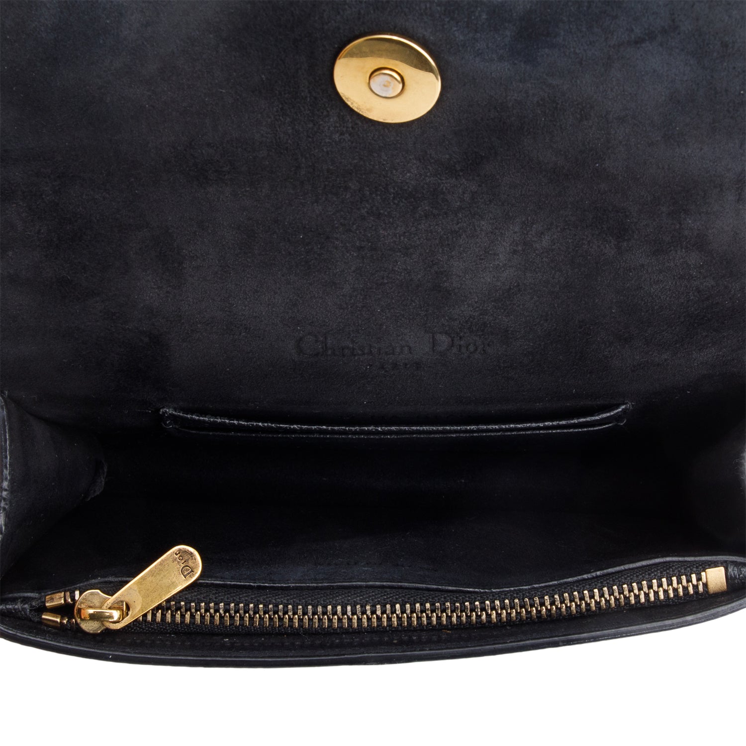 Christian Dior Black Grained Calfskin Saddle Belt Bag w/ Box & Receipt