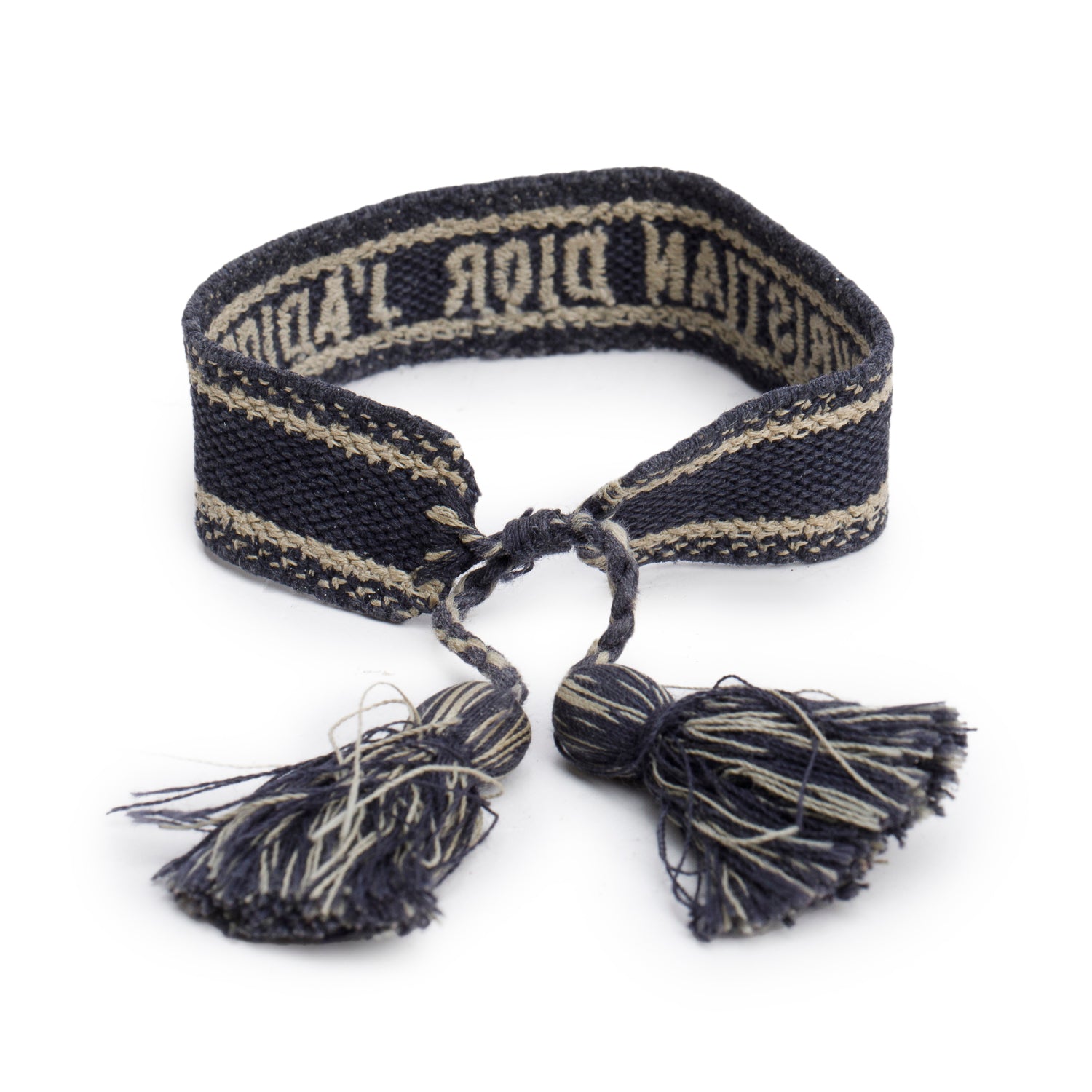 Christian Dior Navy Woven Cotton Oblique J'Adior Friendship Bracelet
