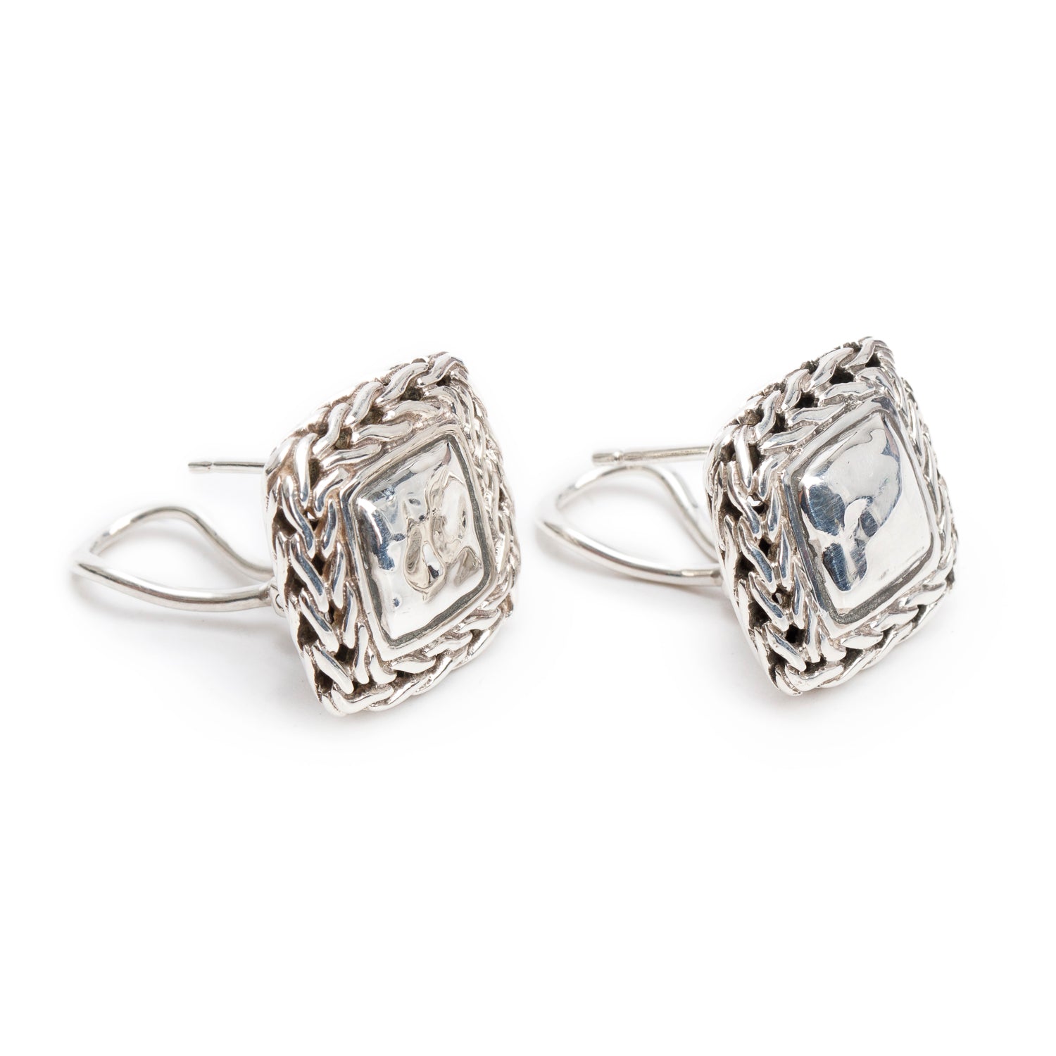 John Hardy Sterling Silver Palu Classic Chain Hammered Earrings
