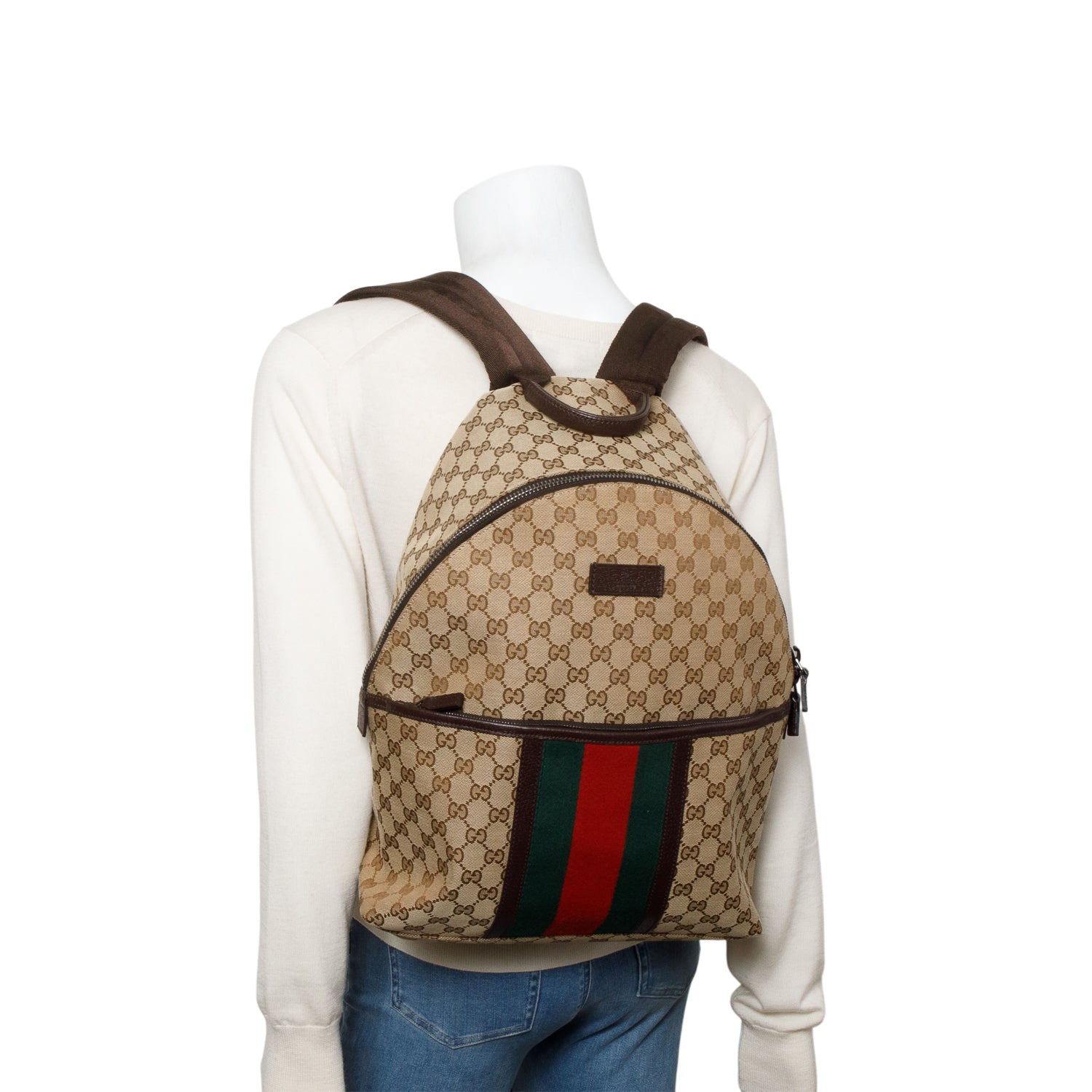 Gucci GG Supreme Canvas Web Backpack
