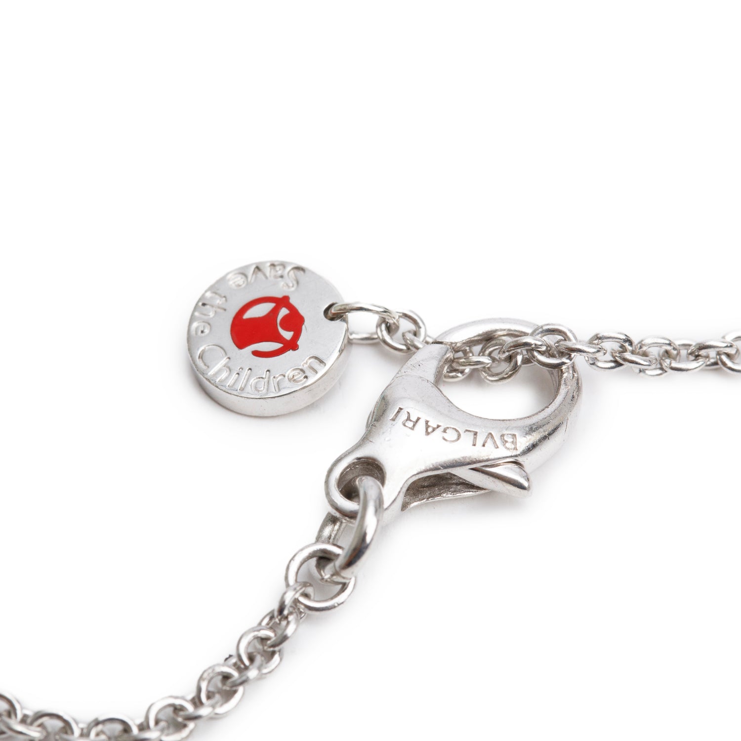 BVLGARI Sterling Silver Save The Children Black Onyx Pendant Necklace w/ Box