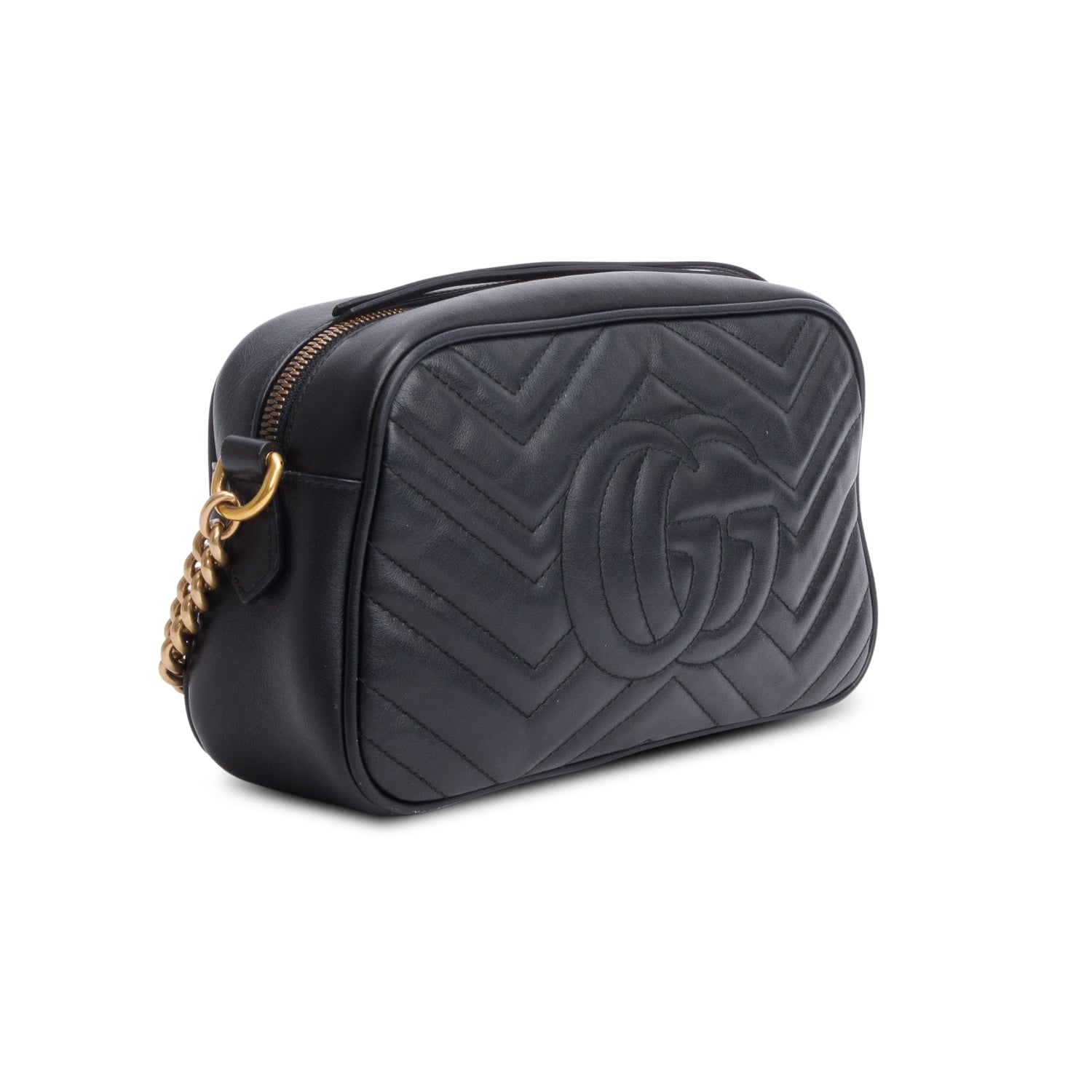 Gucci Black Matelasse Leather GG Marmont Small Camera Bag w/ Box