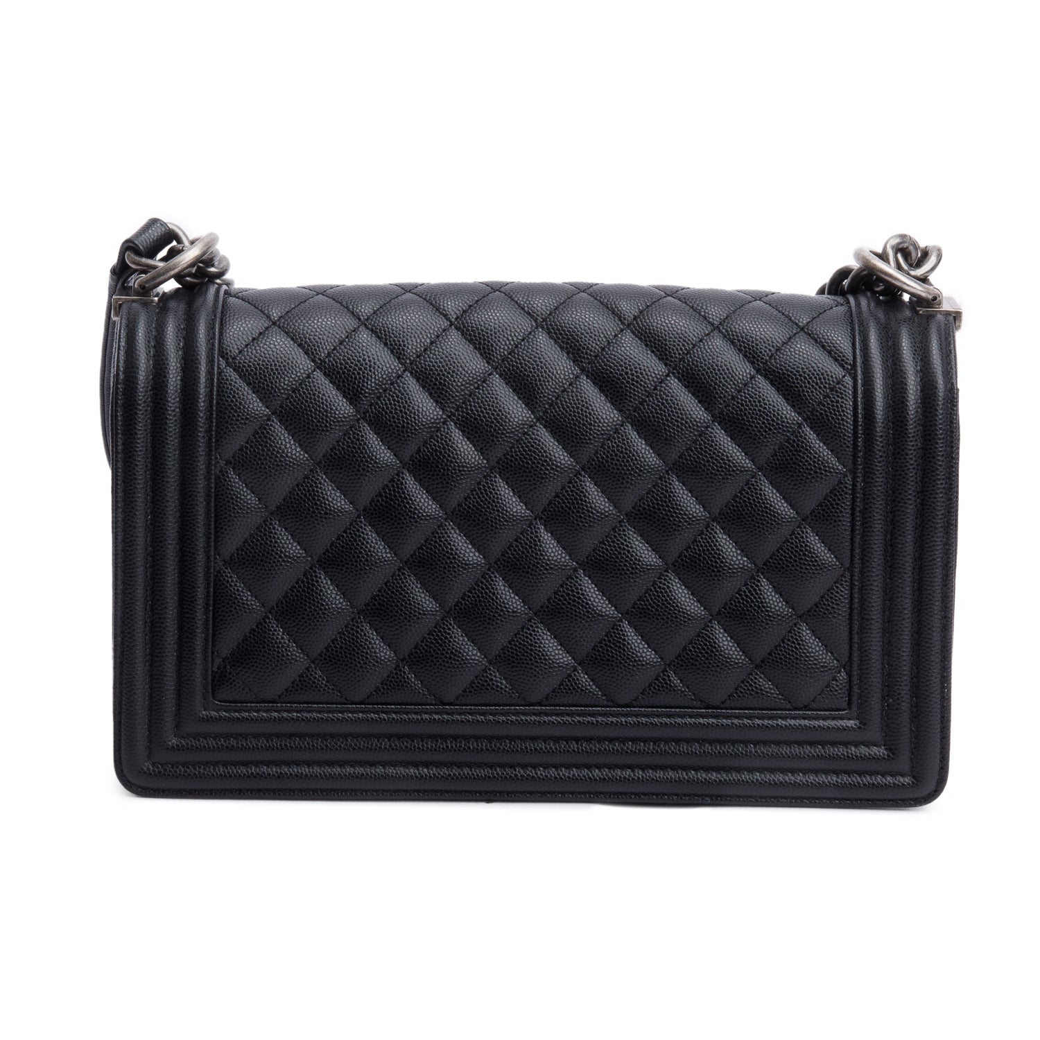 Chanel Black Caviar Quilted Medium Boy Bag w/ Box