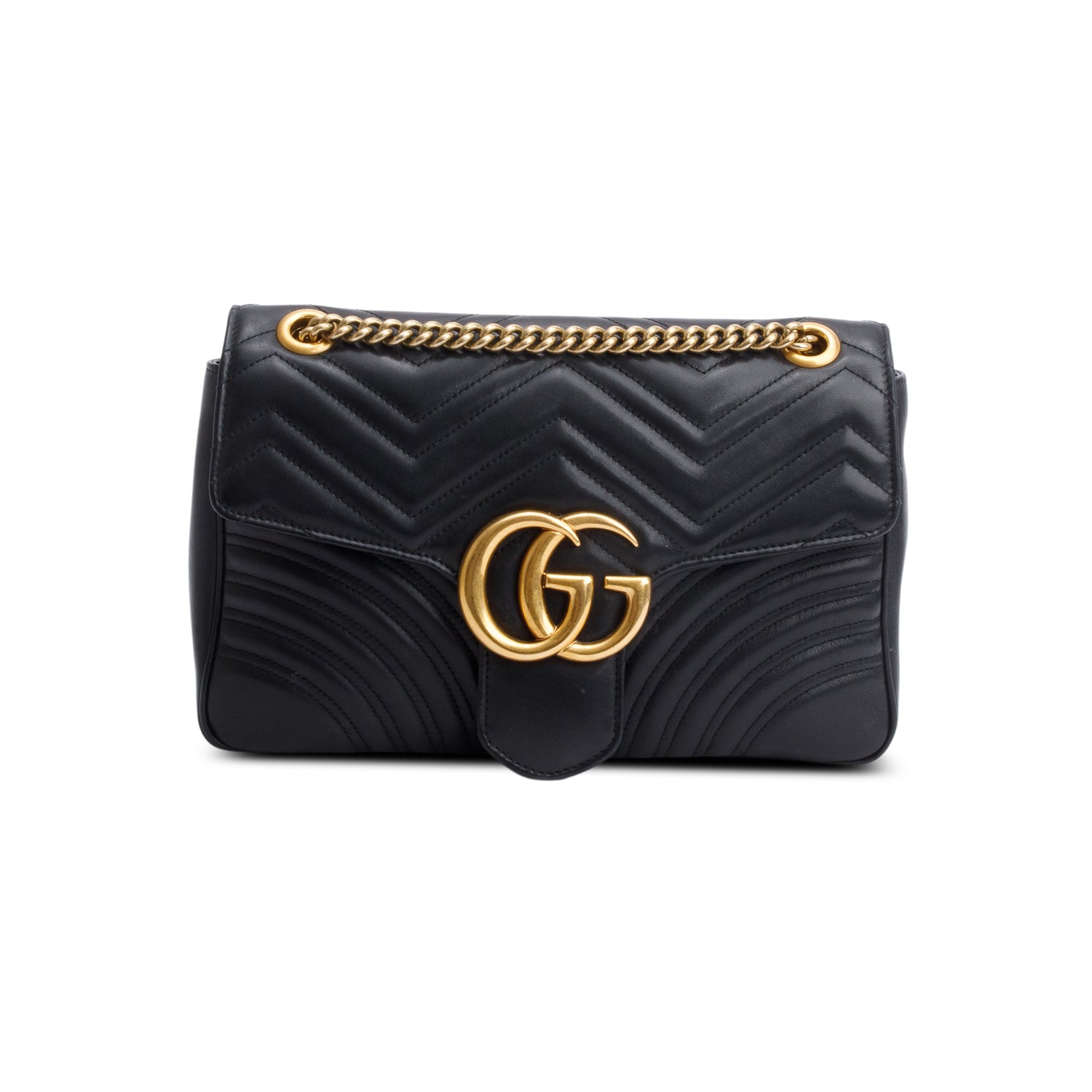 Gucci Black Leather Marmont Large Shoulder Bag