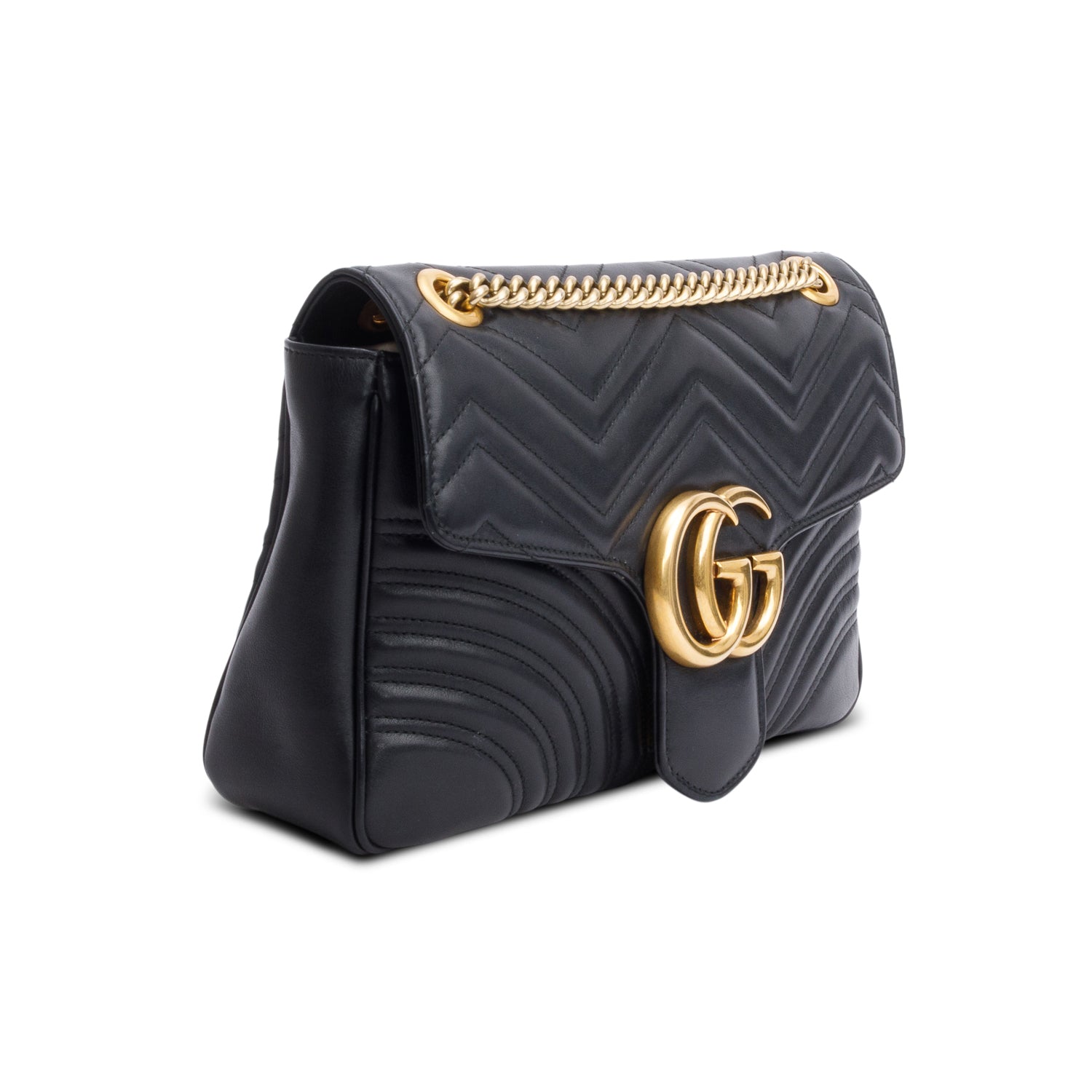 Gucci Black Leather Marmont Large Shoulder Bag