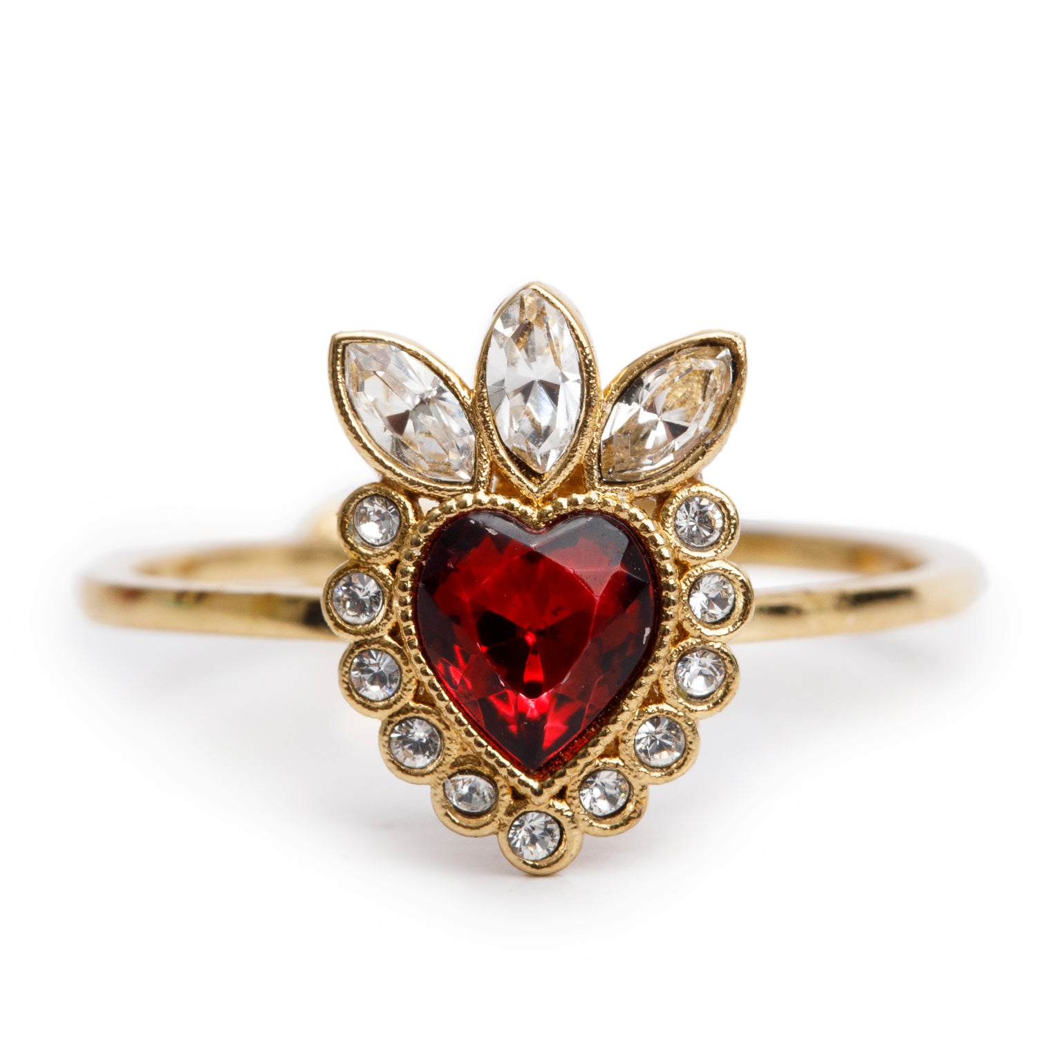 Gold Heart Shaped Gucci Ring Gucci Crystal Heart Ring Gold