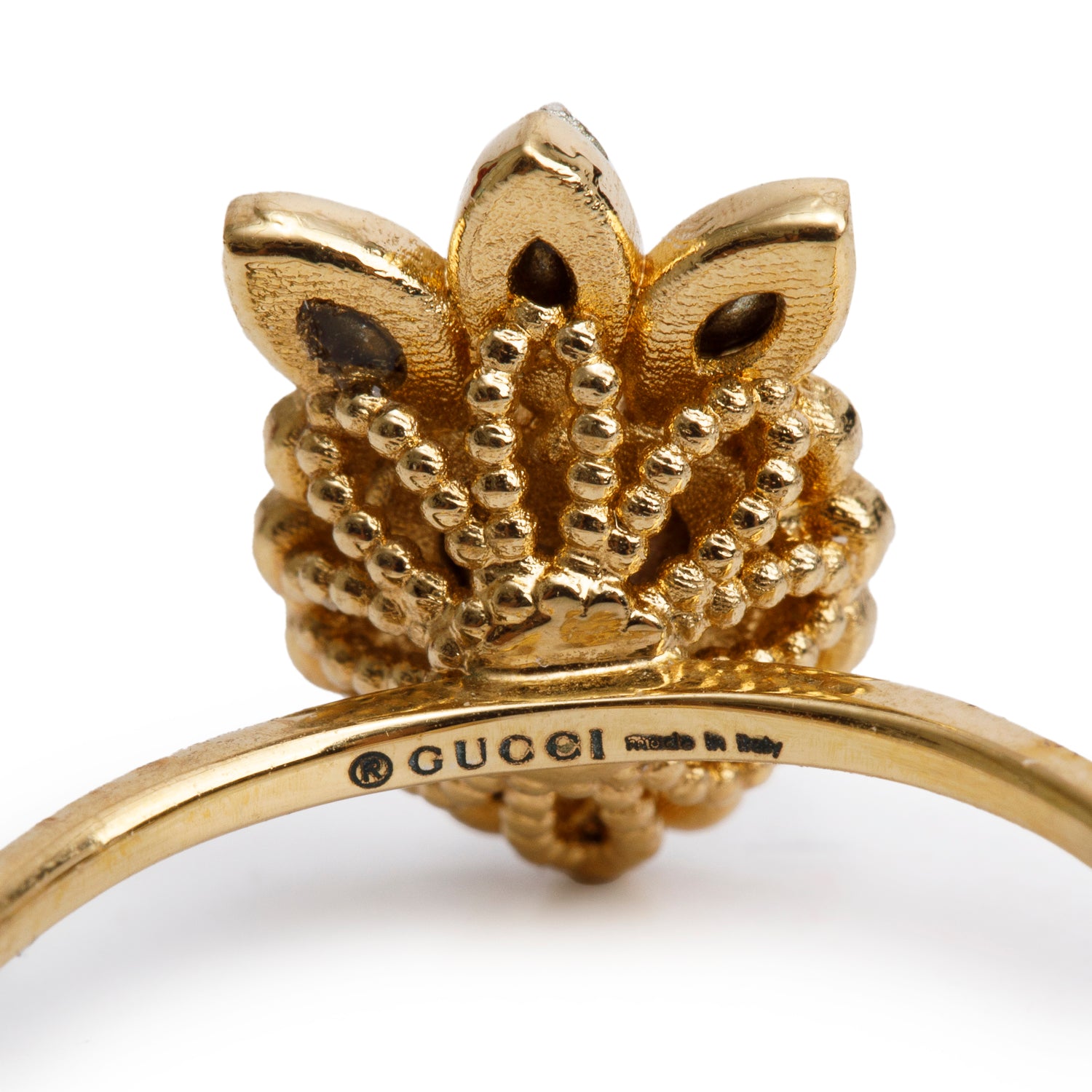 Gucci Gold-Plated Crystal Heart Ring, Size M
