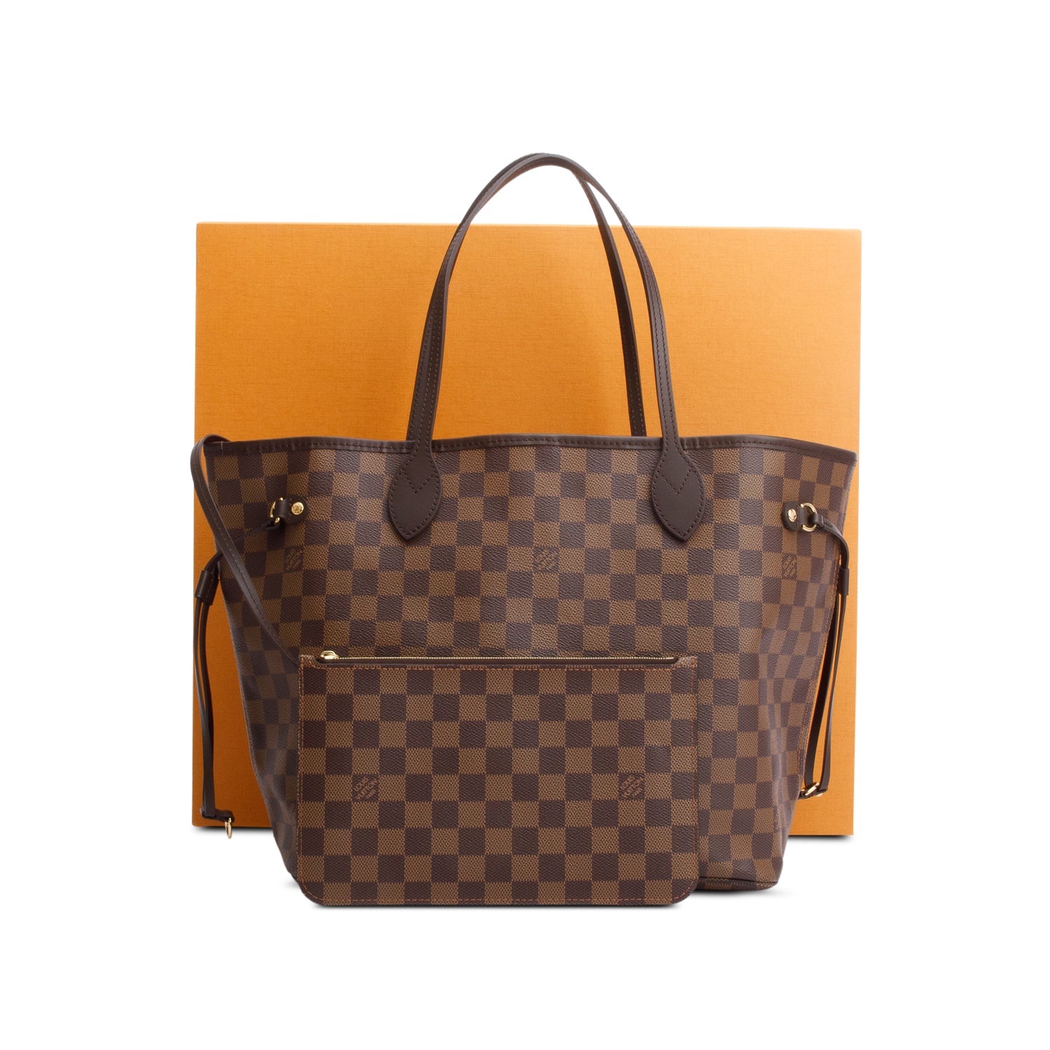 Louis Vuitton Damier Ebene Neverfull MM w/ Pouch & Box