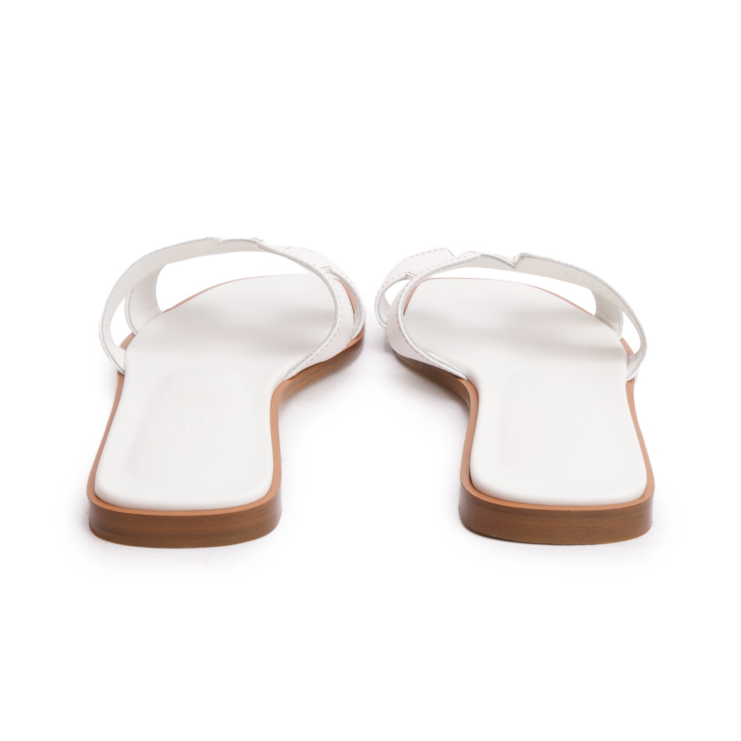 Hermes Blanc Box Leather Oran Sandals, Size 39 w/ Box
