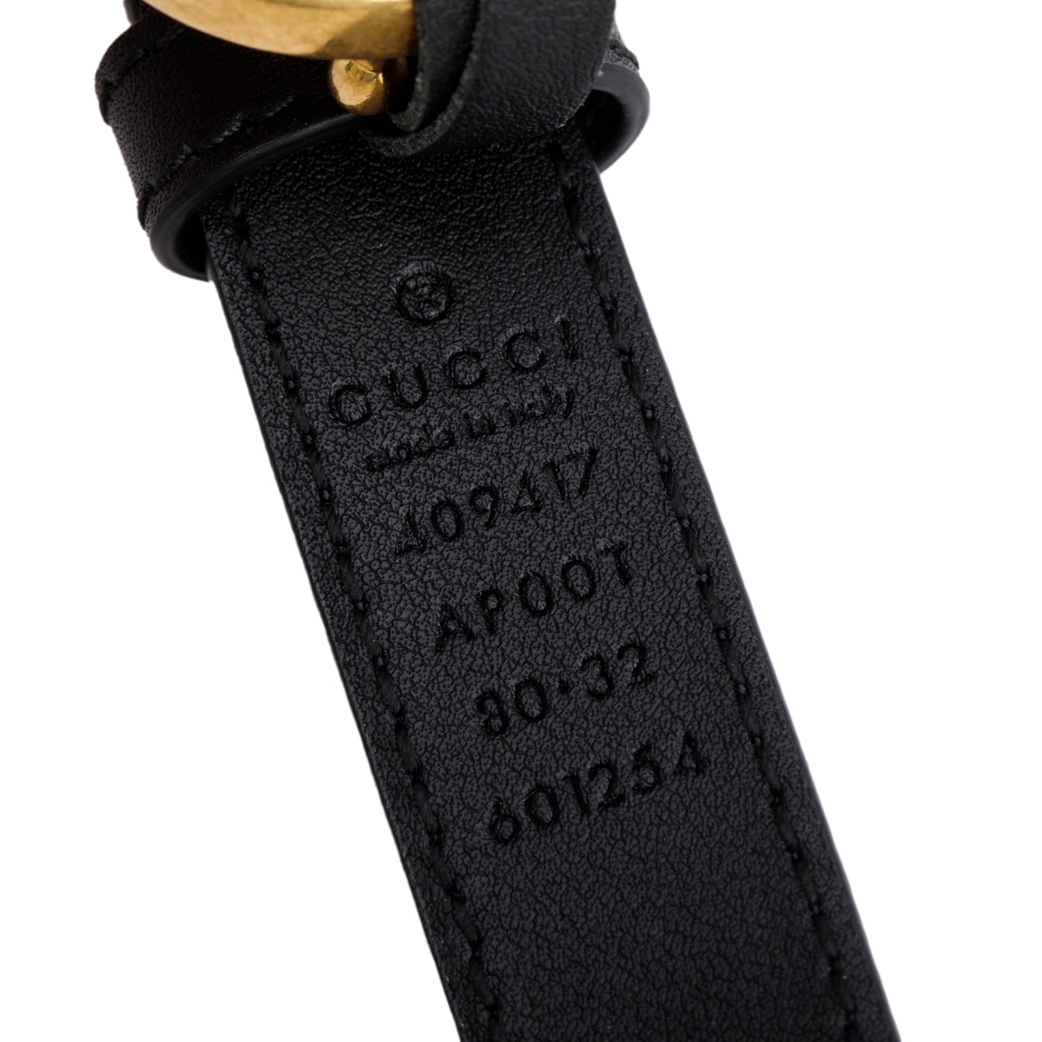Gucci Black Leather GG Marmont Thin Belt, 80 32