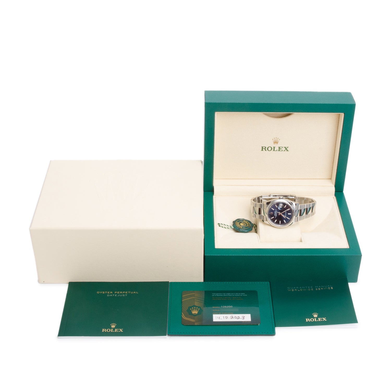 Rolex 2023 Stainless Steel Datejust 36 MM Automatic Watch Blue Dial 126200 w/ Box & Papers