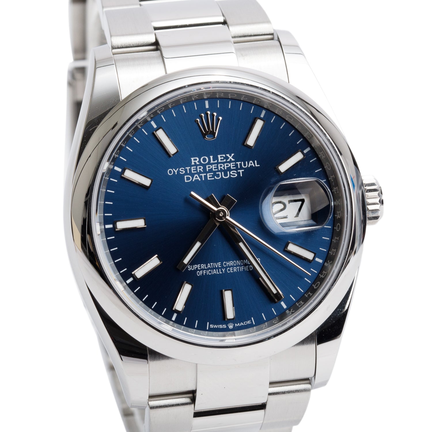 Rolex 2023 Stainless Steel Datejust 36 MM Automatic Watch Blue Dial 126200 w/ Box & Papers