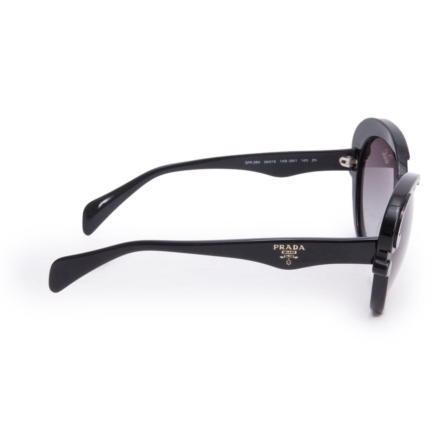 Prada SPR28N Black Acetate Baroque Cat-Eye Sunglasses w/ Case