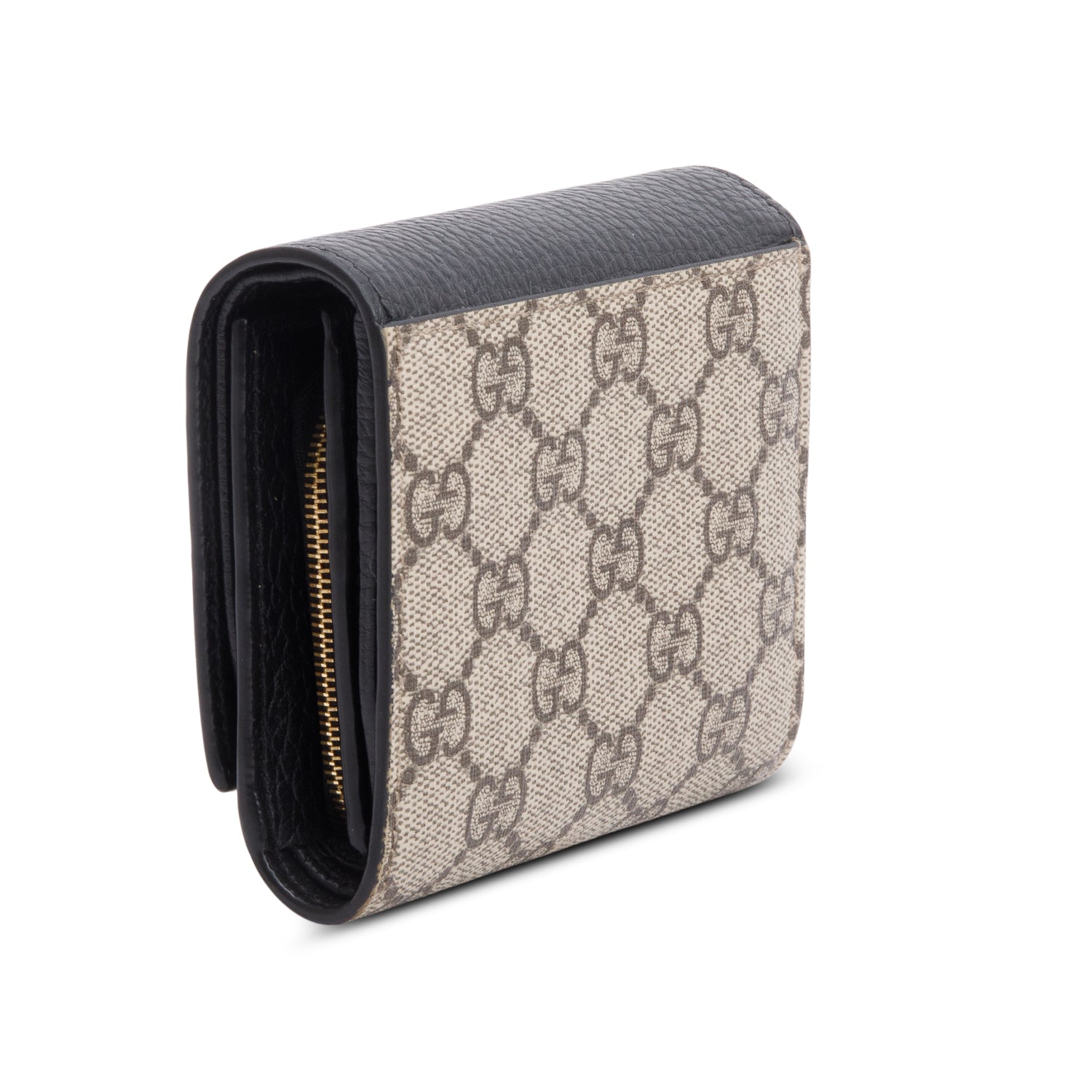 Gucci GG Supreme Canvas & Black Leather GG Marmont Wallet w/ Box