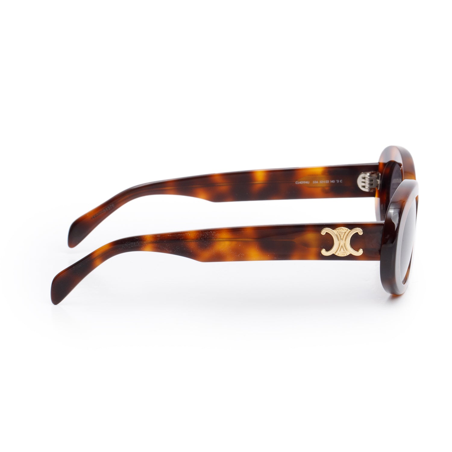 Celine CL40194U Tortoise Acetate Triomphe 01 Oval Sunglasses w/ Box & Case