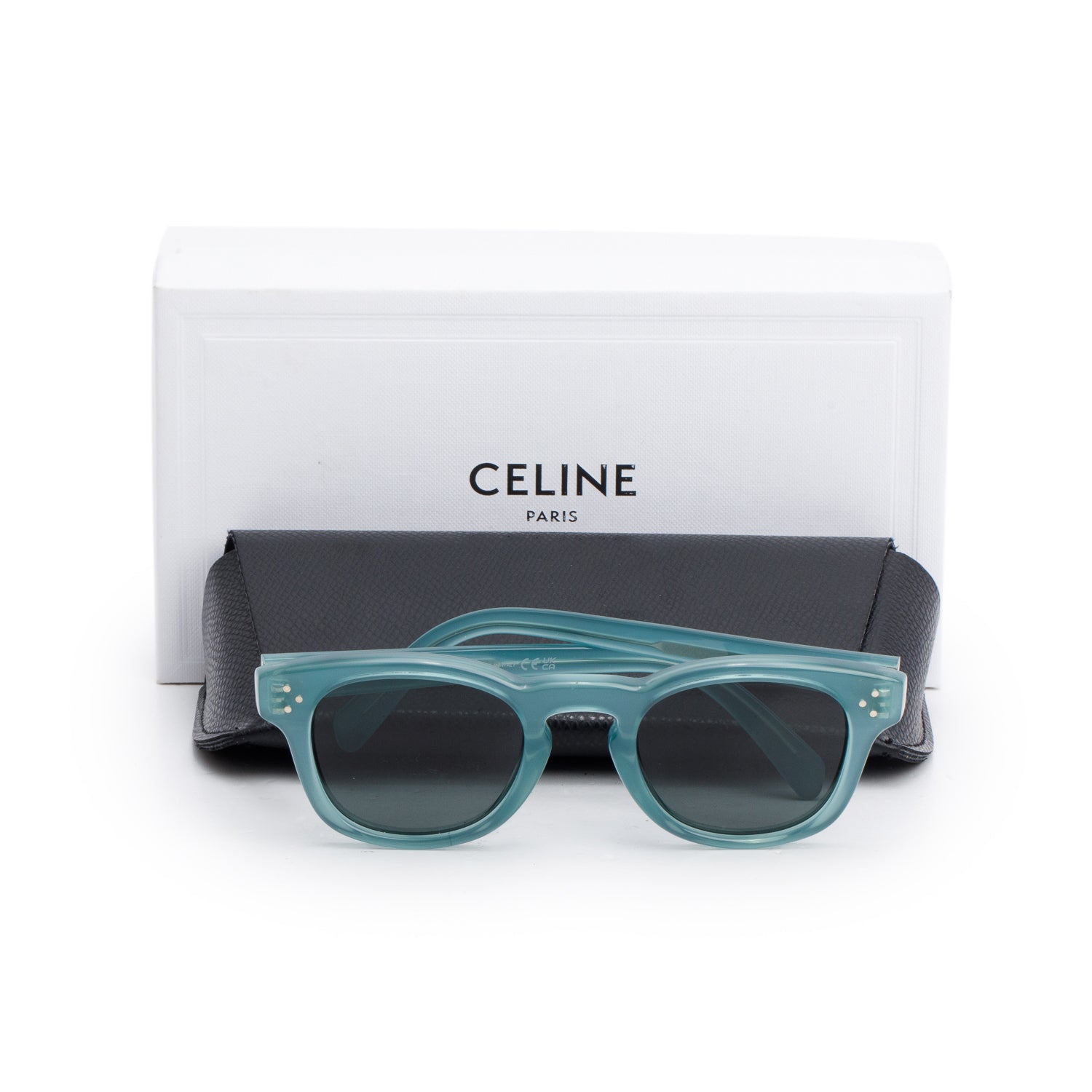 Celine CL40233I Blue Acetate Round Sunglasses w/ Box & Case