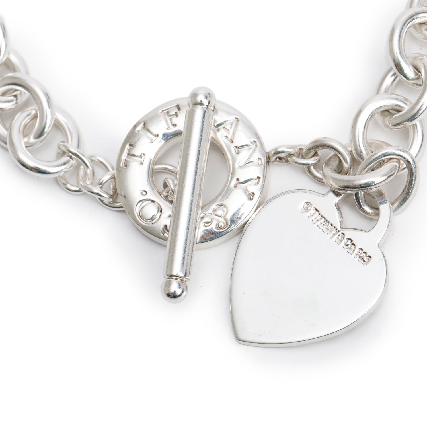 Tiffany & Co. Sterling Silver Heart Tag Necklace with Toggle Clasp