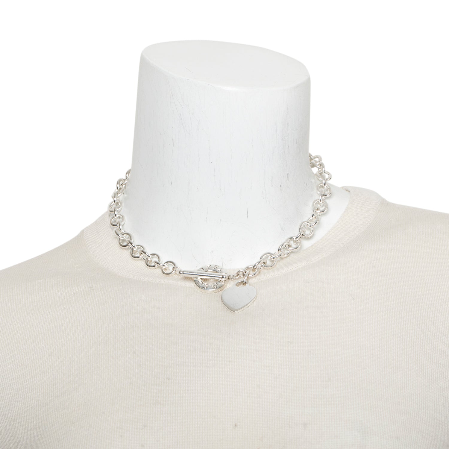 Tiffany & Co. Sterling Silver Heart Tag Necklace with Toggle Clasp