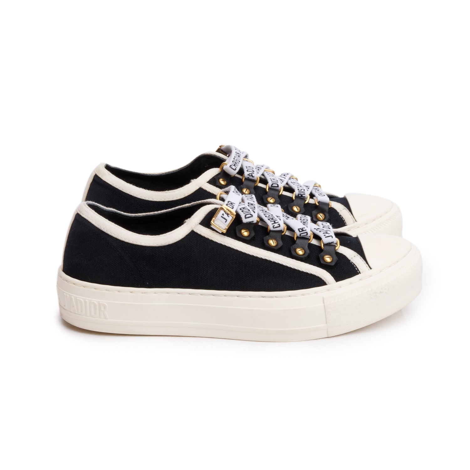 Christian Dior Black Cotton Canvas Walk'N'Dior Sneakers, Size 35.5 w/ Box