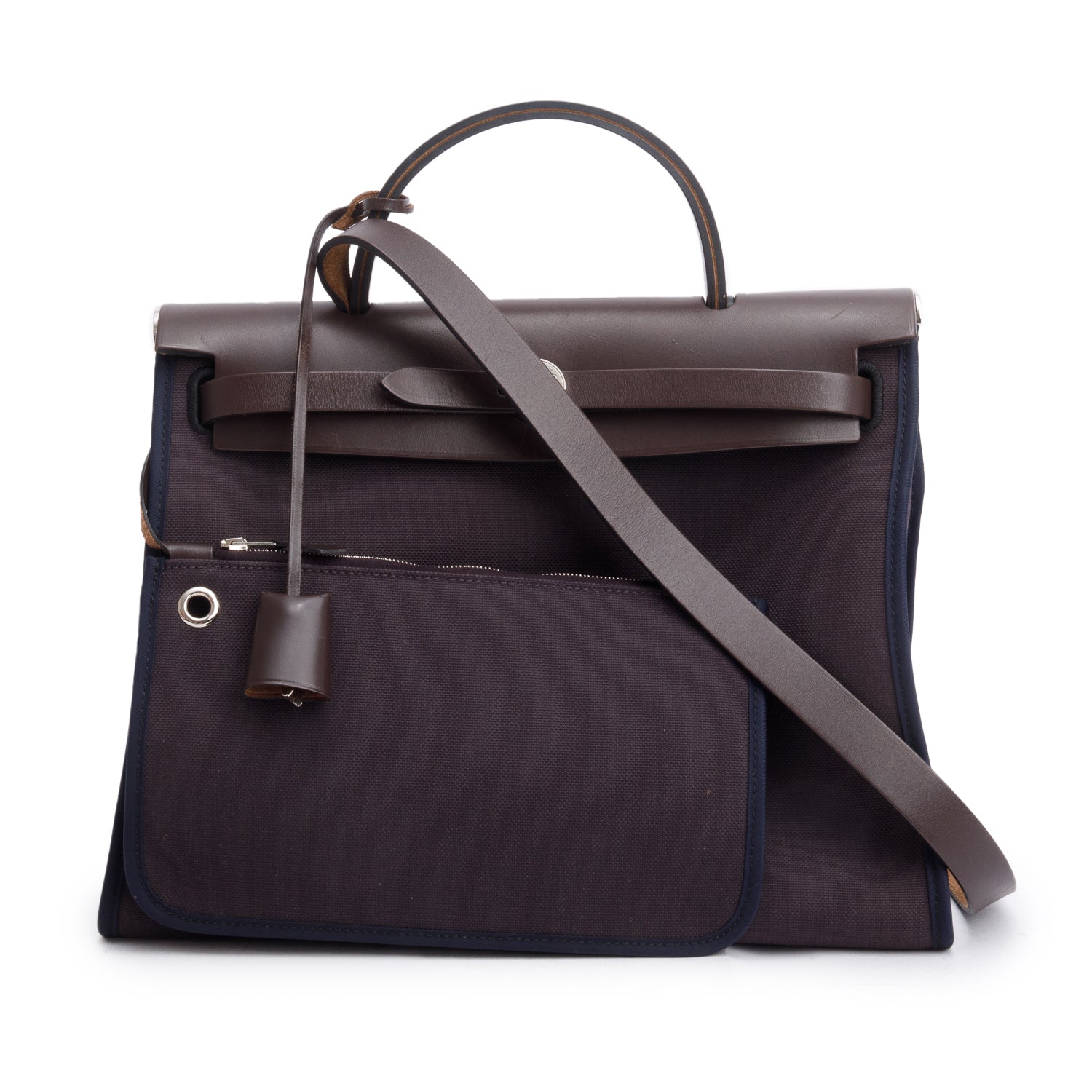 Hermes Cassis/Indigo Toile Ebene Vache Hunter Herbag Zip 31 w/ Pouch & Box