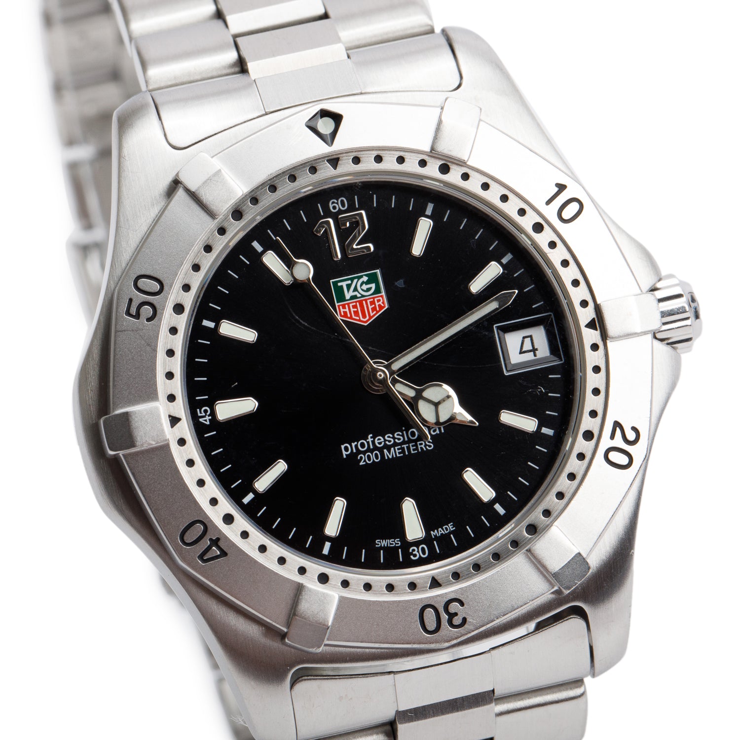 Tag Heuer Stainless Steel 2000 Professional 200M 38 MM Quartz Watch Black Dial WK1110-1 w/ Box