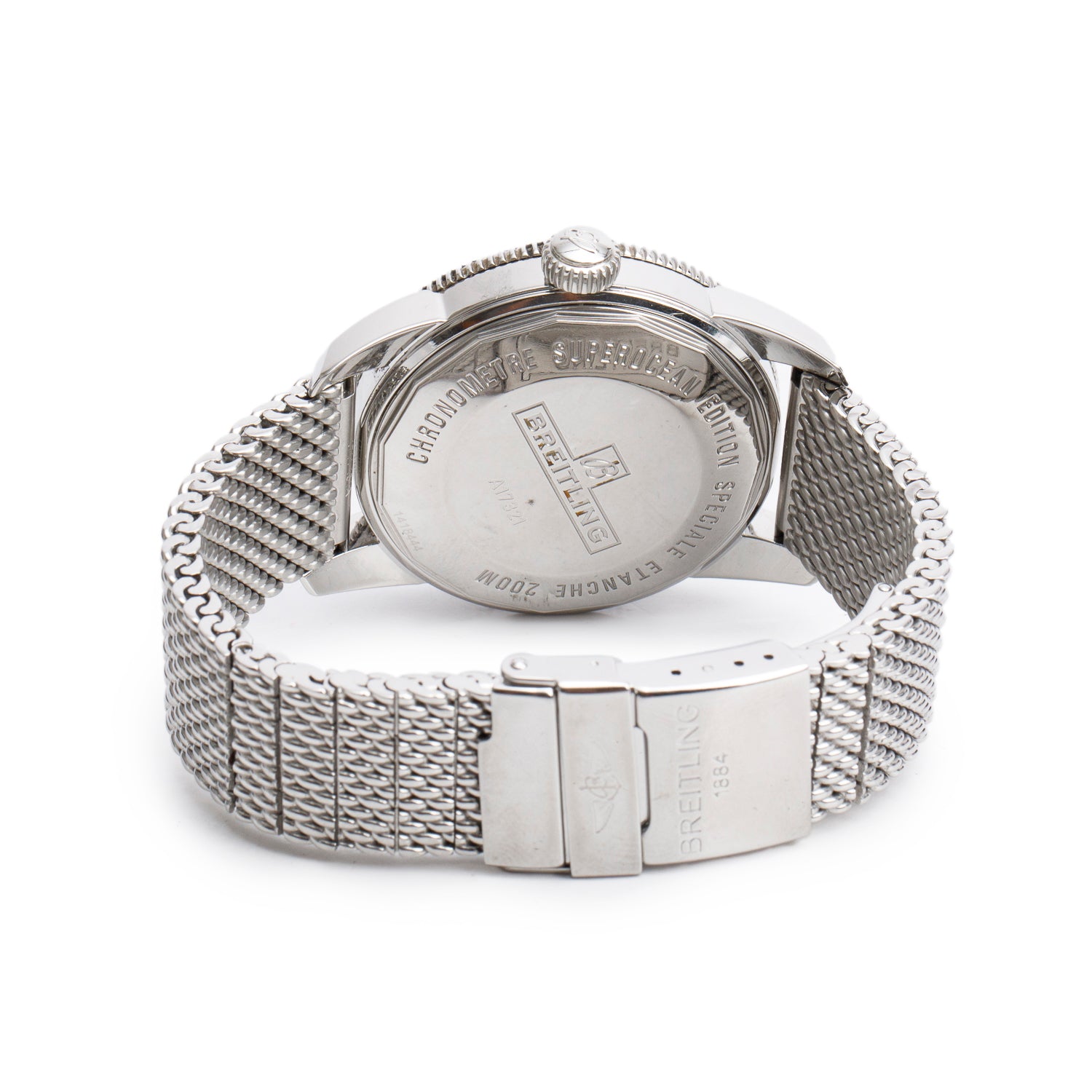 Breitling Stainless Steel Superocean Heritage 42 MM Automatic Watch Blue Bezel Silver Dial A17321 w/ Box, Papers & Extra Strap