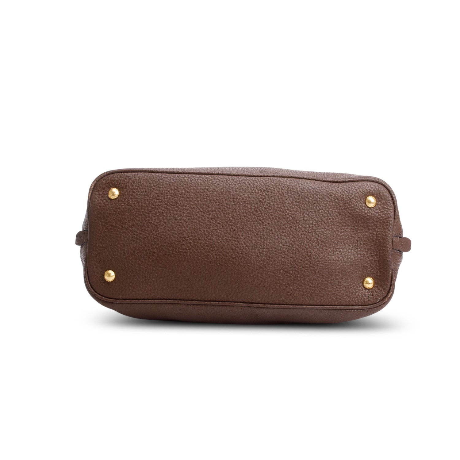 Prada Brown Vitello Daino Leather Side Zip Shopping Tote w/ Strap & Authenticity Card