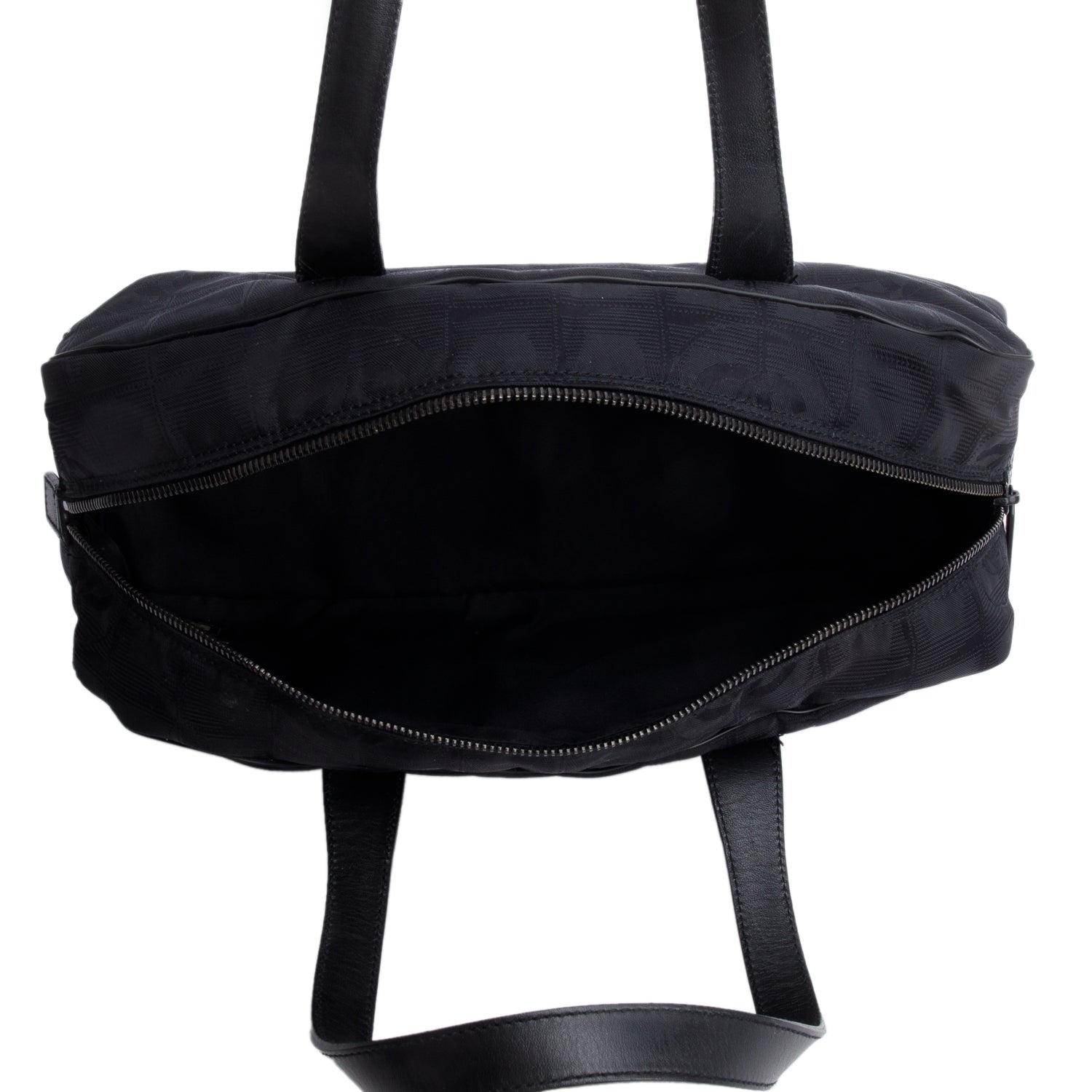 Chanel Black Nylon Travel Ligne Bowling Bag w/ Authenticity Card