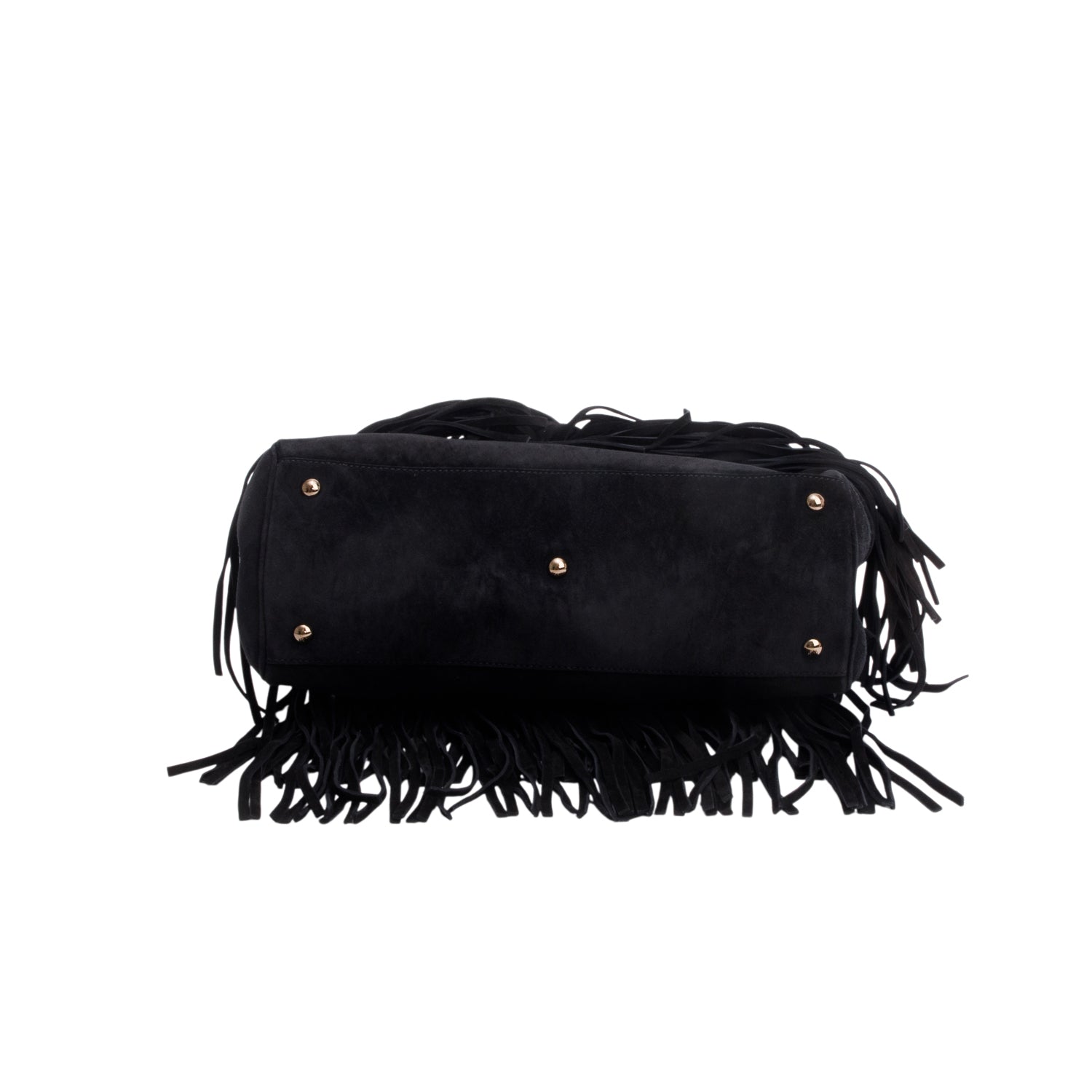 Gucci Black Suede Bamboo Fringe Medium Shopper Tote