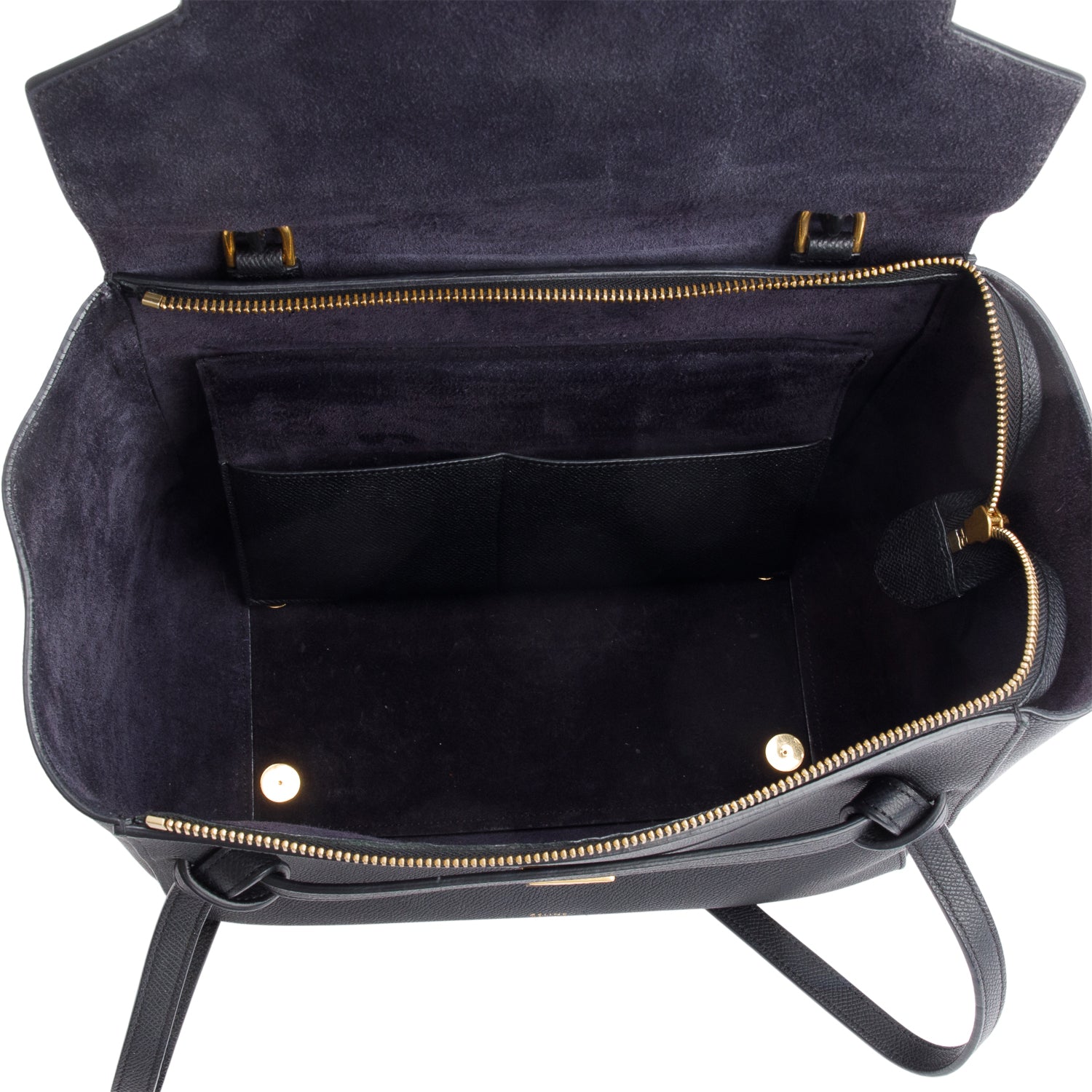 Celine Black Grained Calfskin Leather Mini Belt Bag w/ Strap