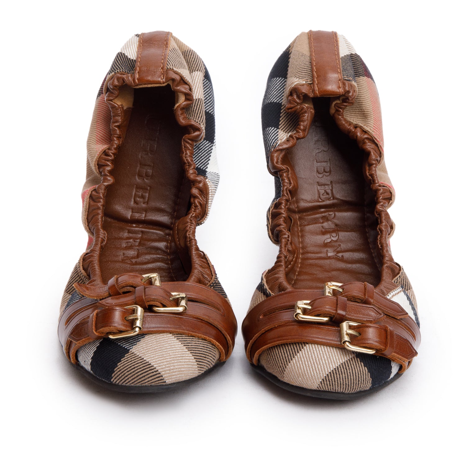 Burberry Bridle House Check Falcony Ballerina Shoes, Size 6 w/ Box