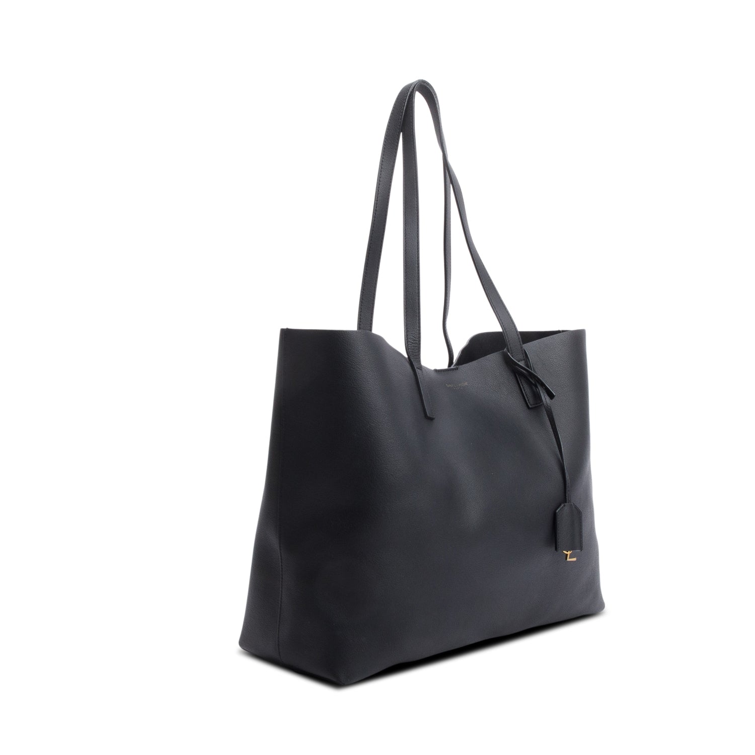 Saint Laurent Black Leather E/W Shopping Tote w/ Pouch