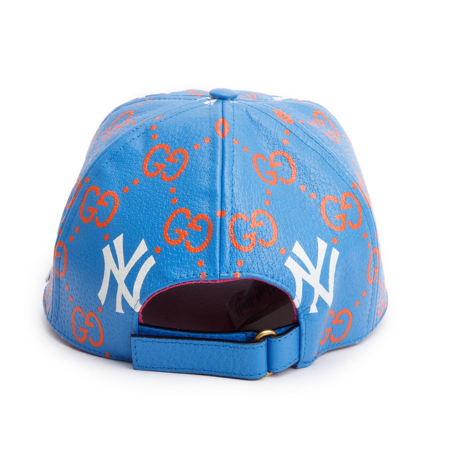 Gucci x MLB Blue Leather GG NY Yankees Baseball Hat, Size M 58 cm