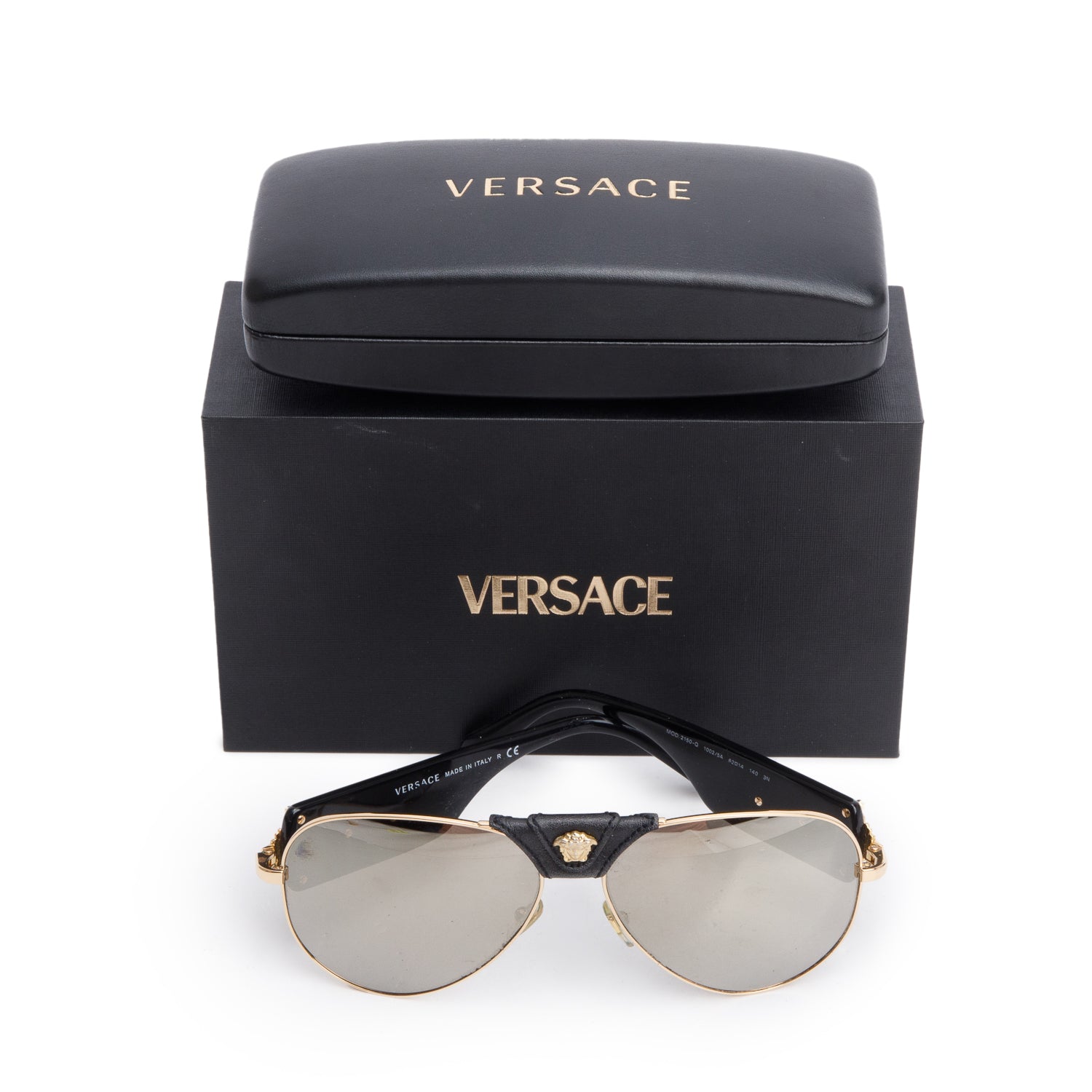 Versace 2150-Q Medusa Aviator Sunglasses w/ Box & Case
