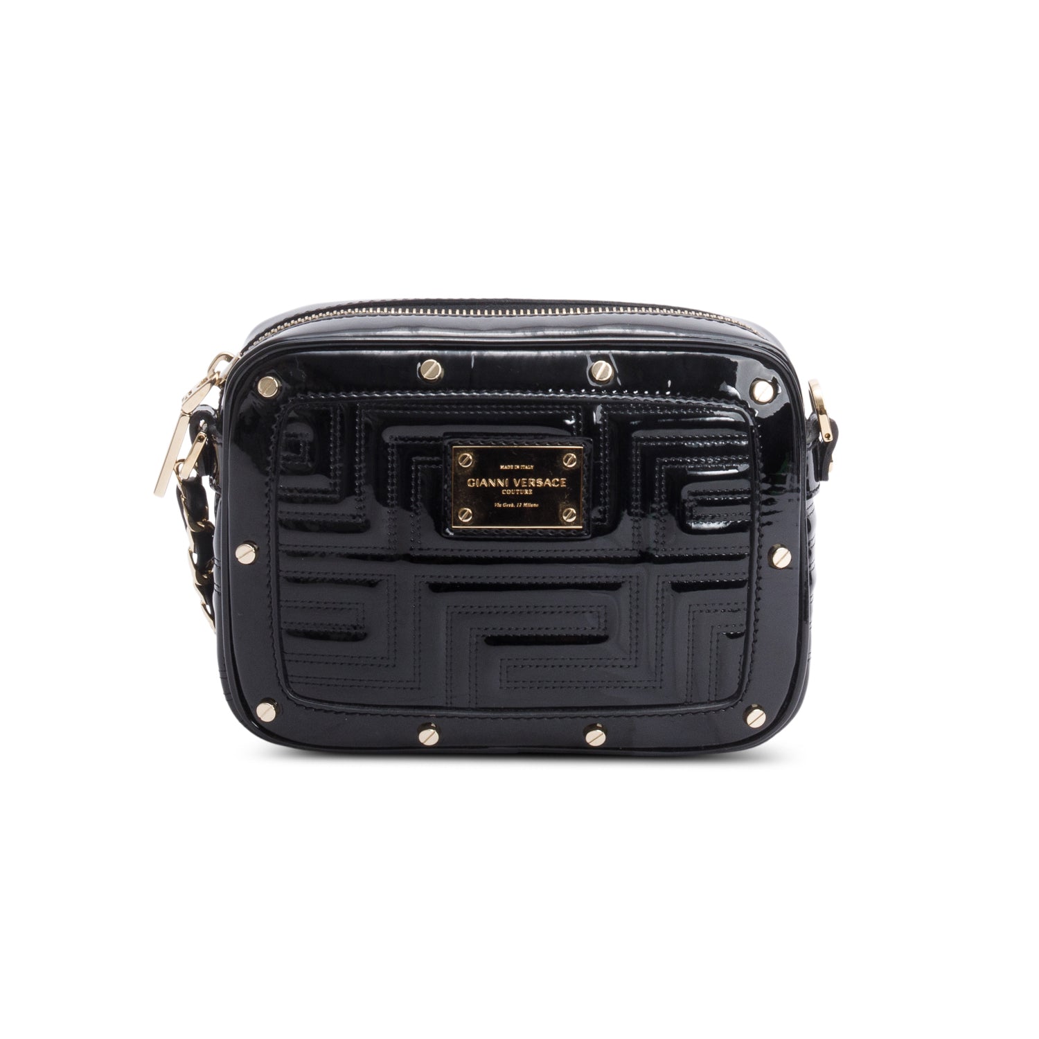 Versace Black Patent Leather Crossbody Bag