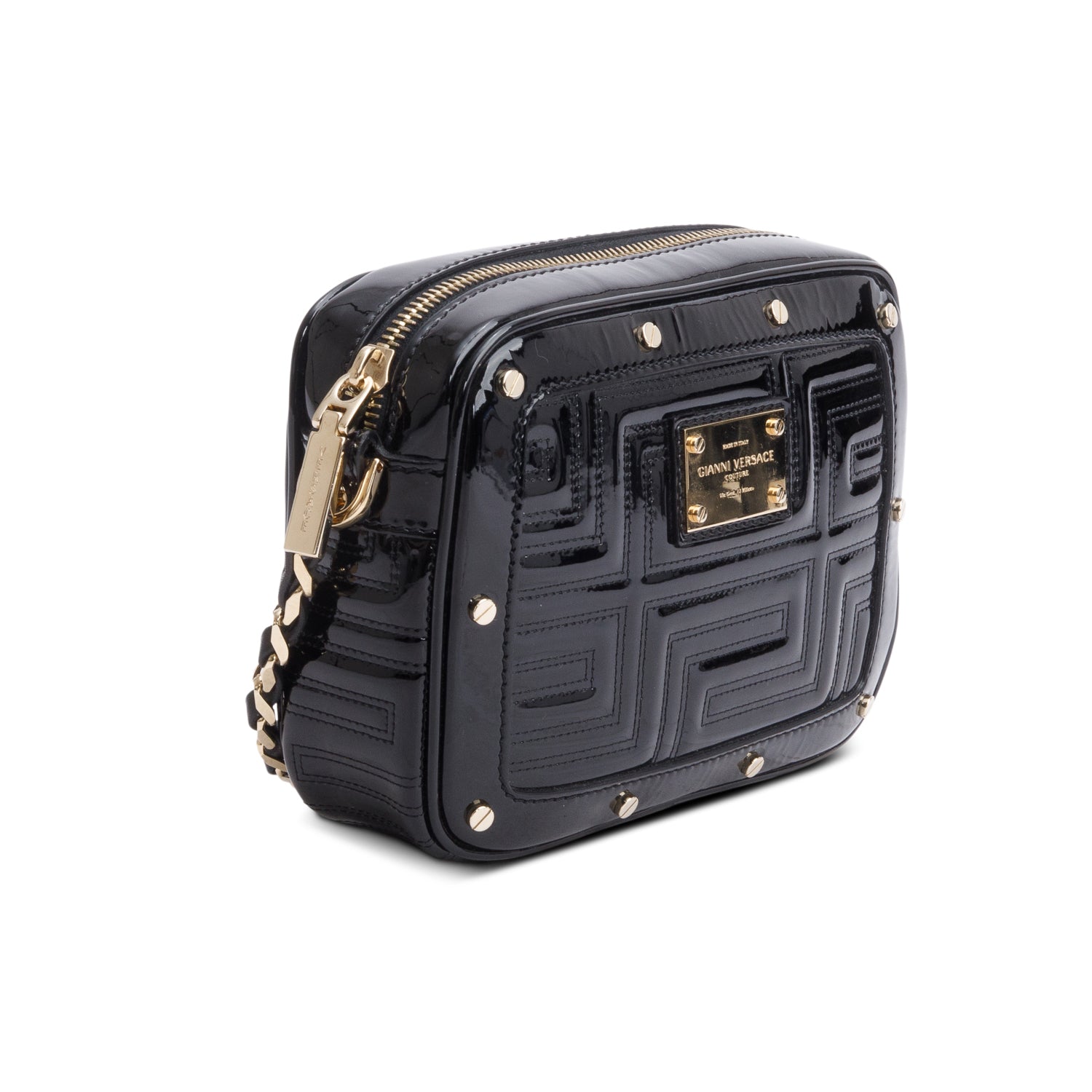 Versace Black Patent Leather Crossbody Bag