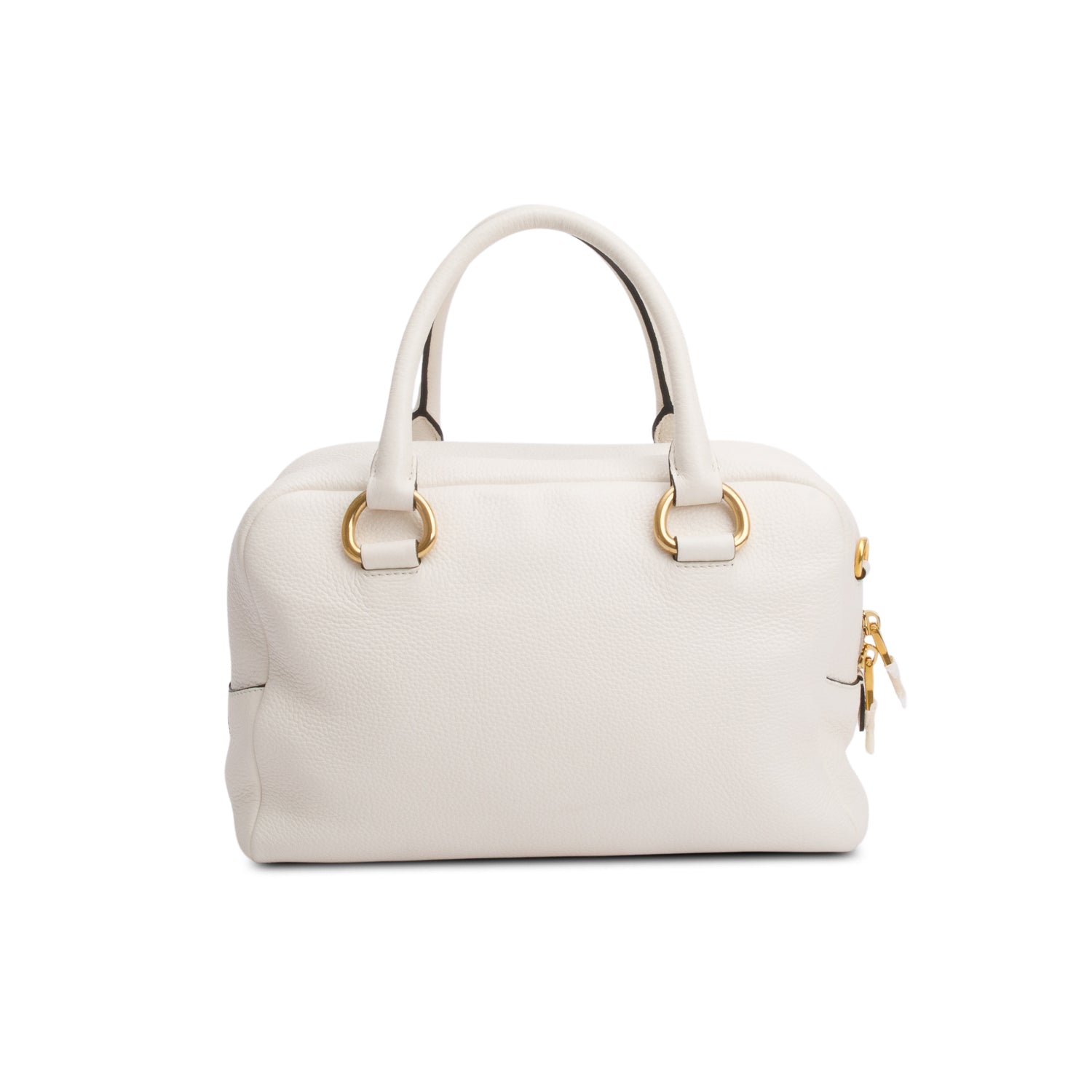 Prada Cream Vitello Phenix Convertible Bauletto Bag w/ Strap & Authenticity Card