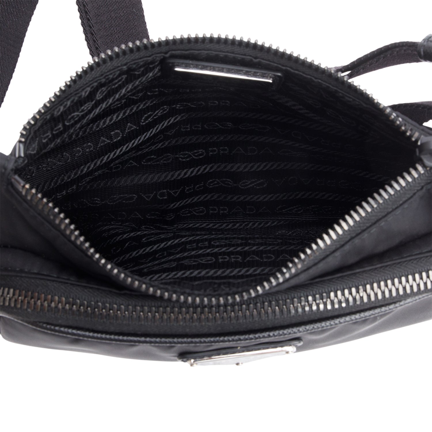Prada Black Re-Nylon & Saffiano Leather Belt Bag