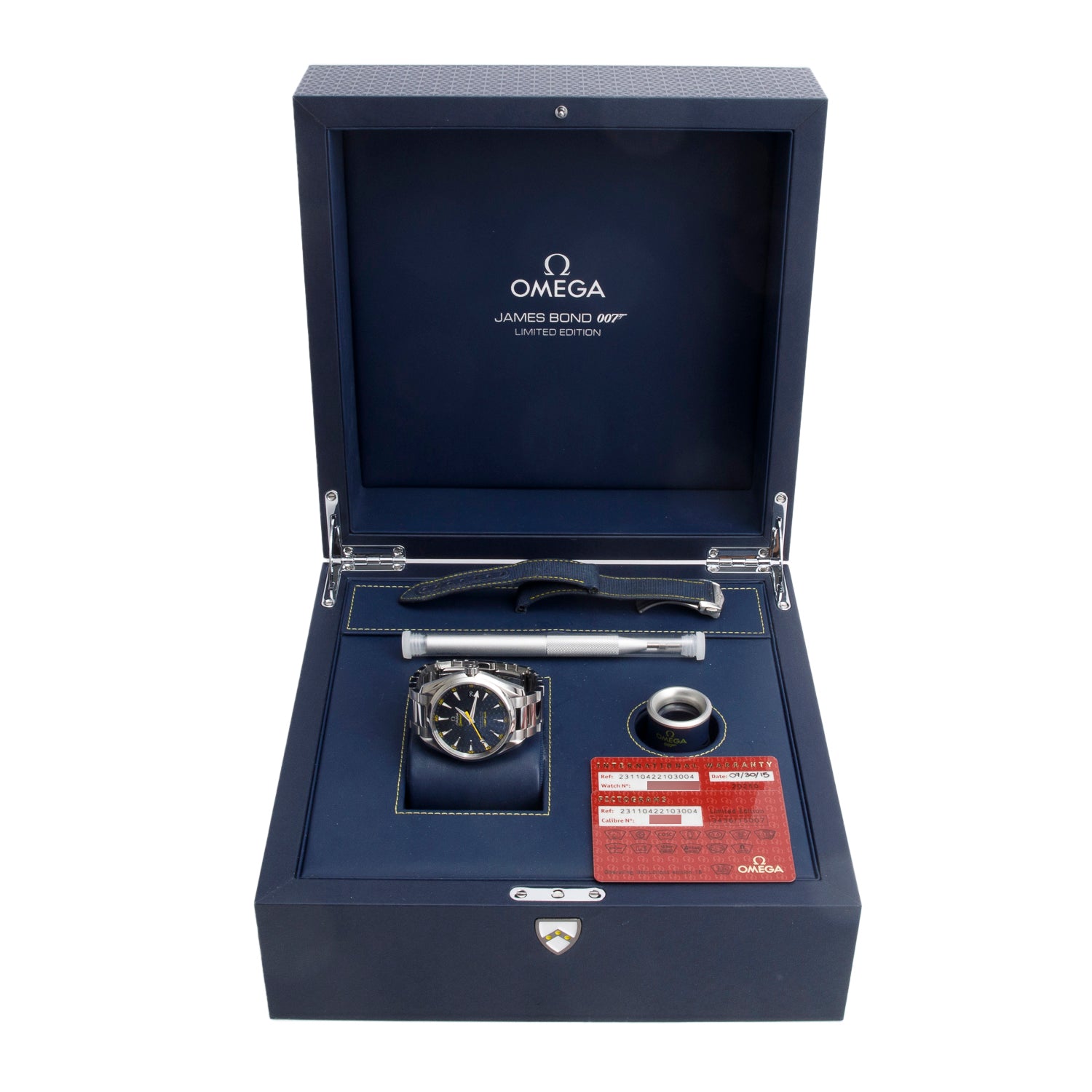 Omega Stainless Steel Limited Edition James Bond Seamaster Aqua Terra Master Co-Axial Chronometer 41.5 MM Automatic Watch Black Dial w/ Box & Papers