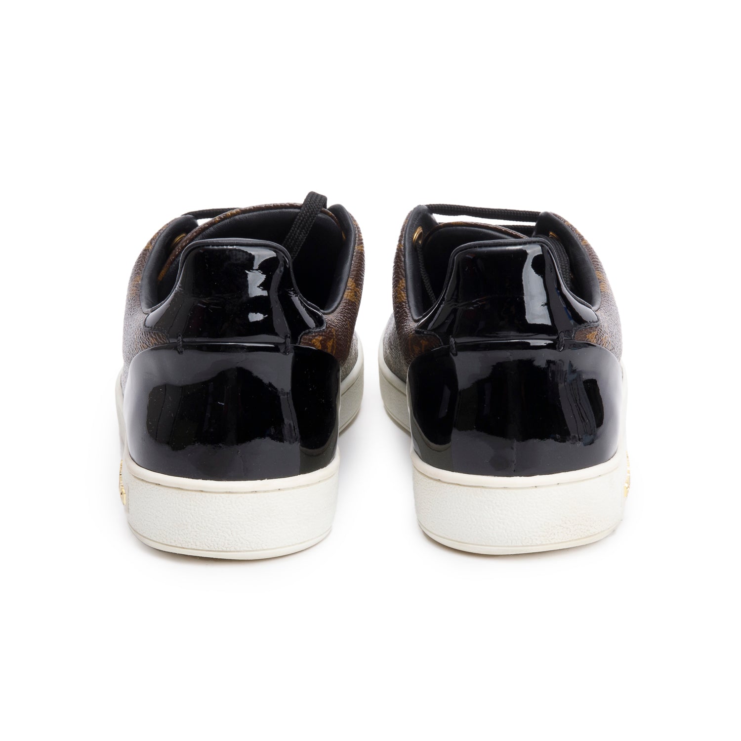 Louis Vuitton 2020  Monogram Canvas Black Patent Leather Frontrow Sneakers, Men's Size 42 w/ Box