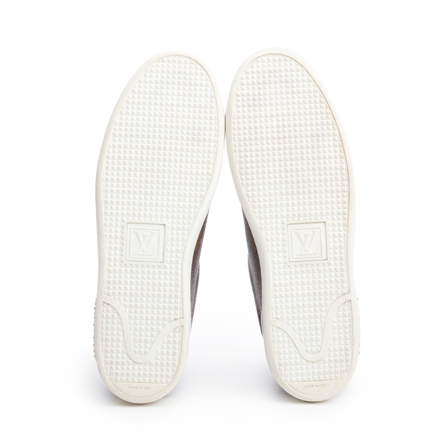 Louis Vuitton 2020  Monogram Canvas Black Patent Leather Frontrow Sneakers, Men's Size 42 w/ Box