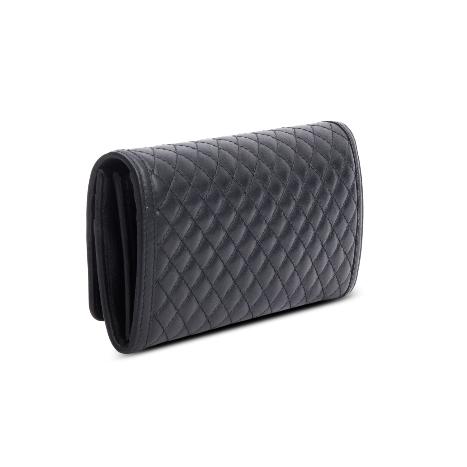 Prada Black Soft Calfskin Quilted Continental Wallet w/ Box