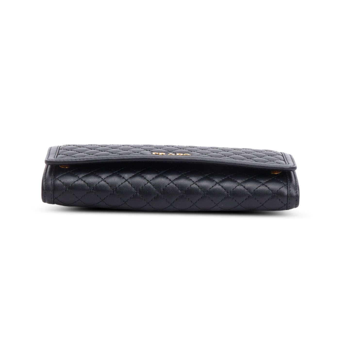 Prada Black Soft Calfskin Quilted Continental Wallet w/ Box
