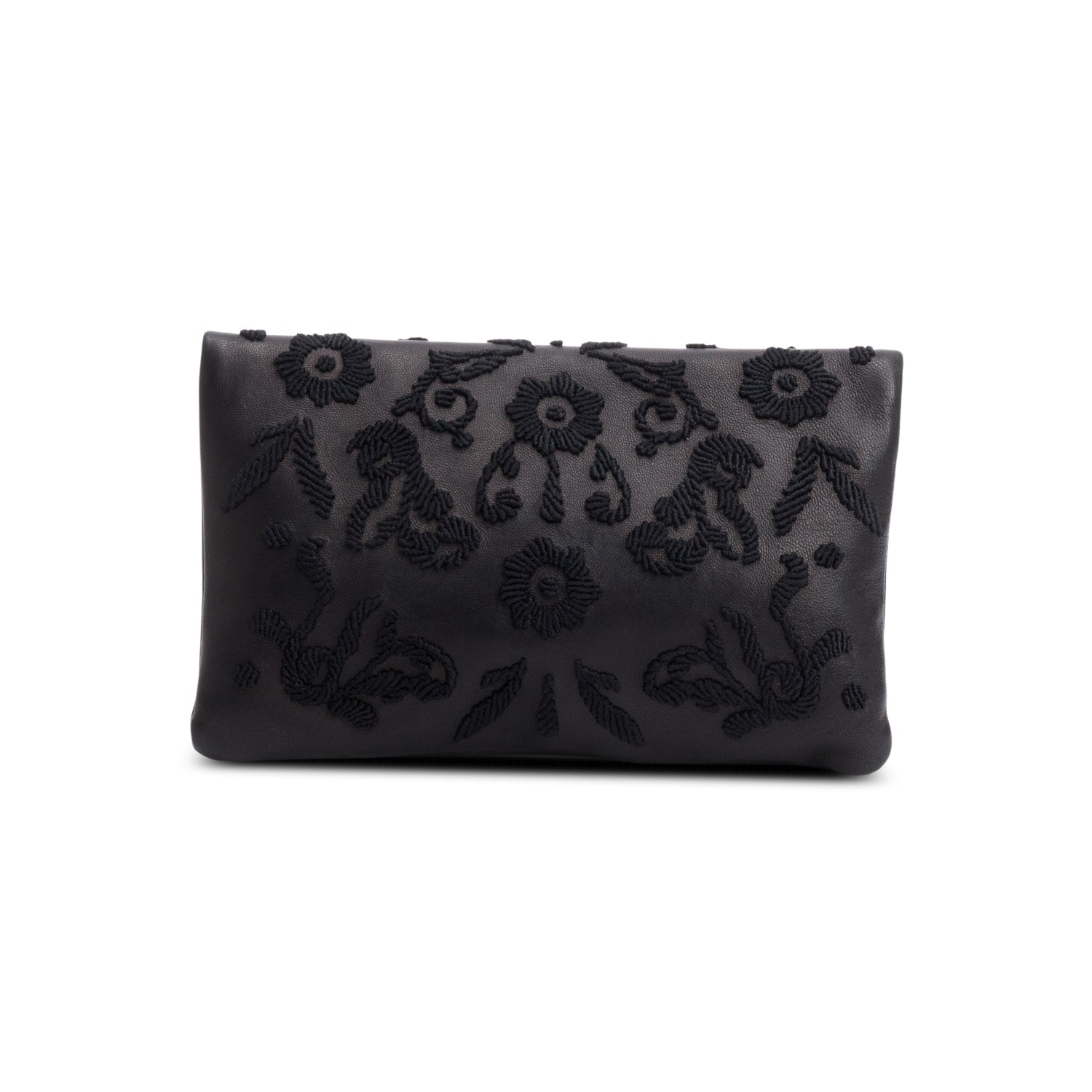 Prada Black Nappa Ricamo Flap Clutch