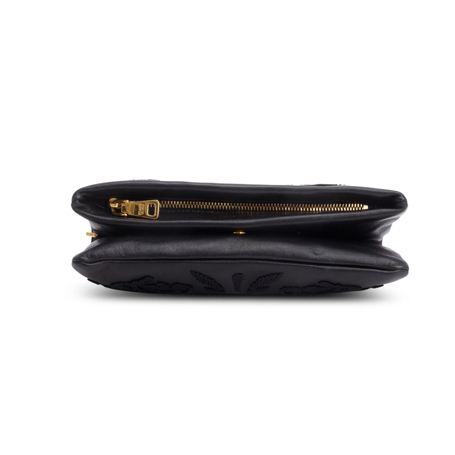 Prada Black Nappa Ricamo Flap Clutch
